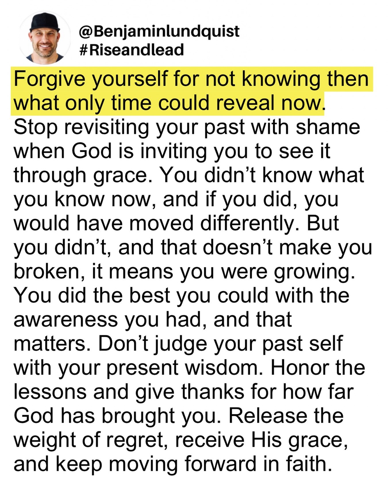 Type &ldquo;AMEN&rdquo; below and share this with someone who needs it. The version of you in the past was doing the best they could with what they knew, and it&rsquo;s time to stop holding them hostage for it. Growth means you see things differently