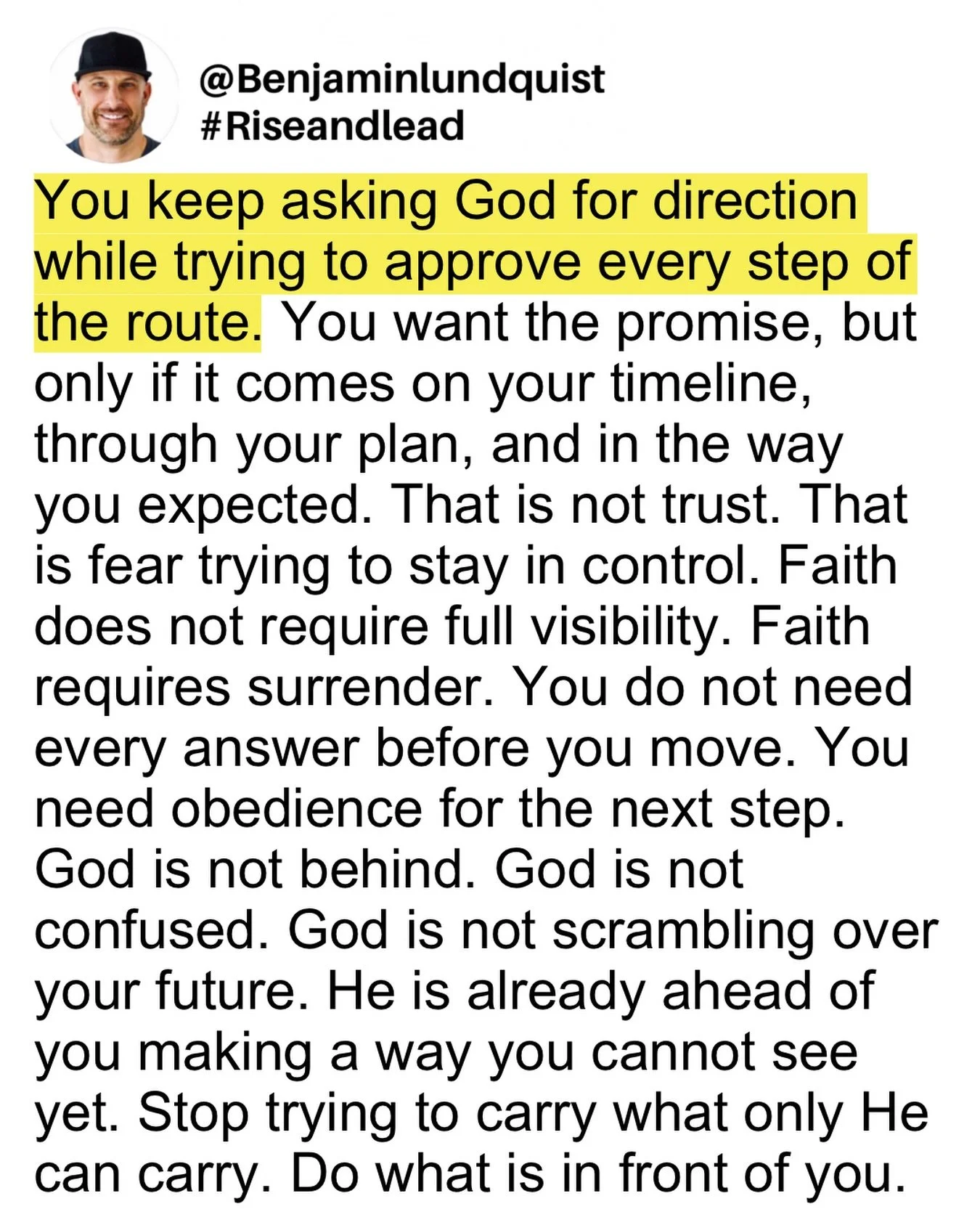 Type &ldquo;amen&rdquo; below and share this to encourage someone else. You do not need to see the whole staircase to take the next step. So many people stay stuck waiting for certainty while God is asking for trust. The need to control every detail 
