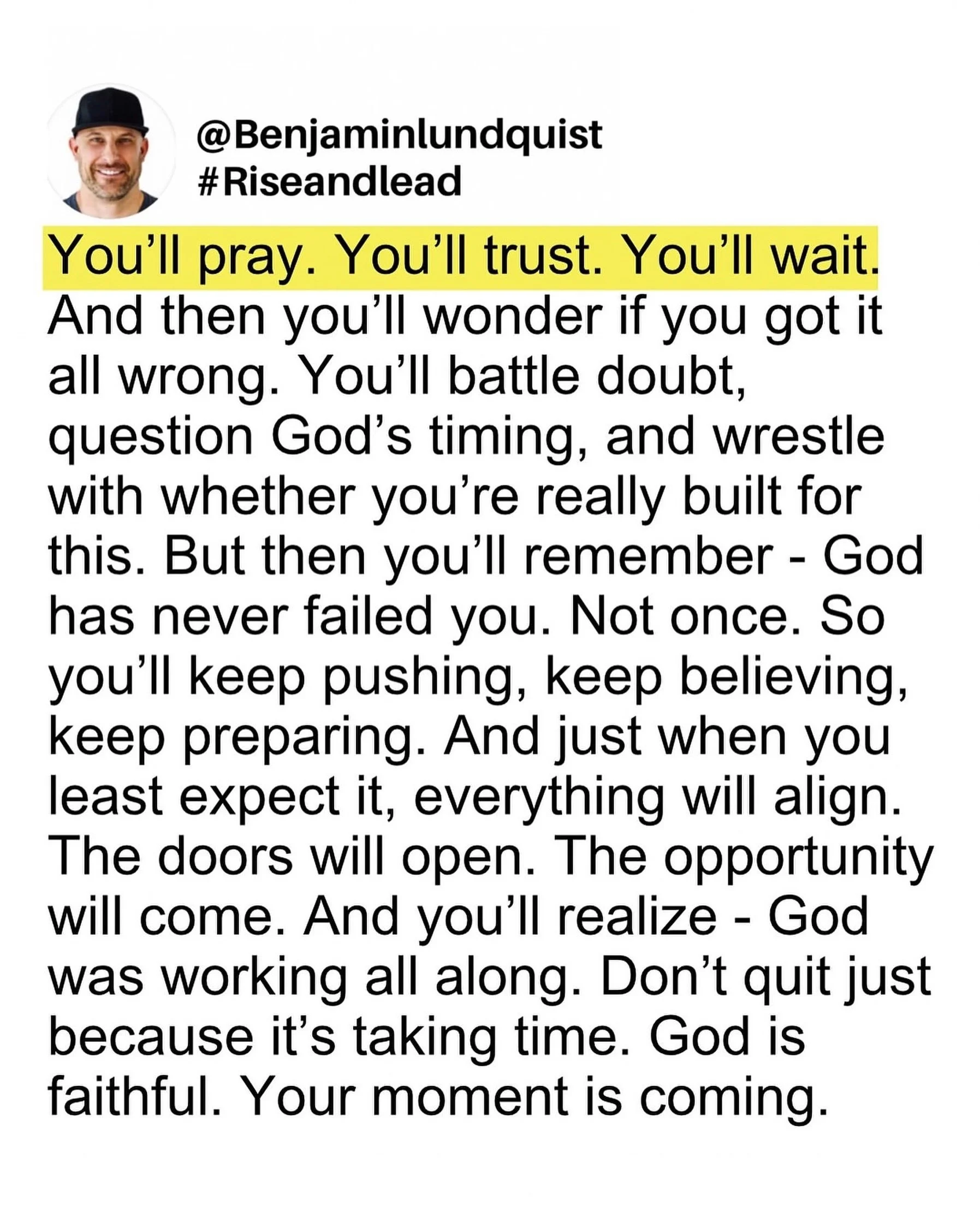Type &ldquo;amen&rdquo; below and share this to encourage someone else. It won&rsquo;t happen on your schedule, but it will happen in God&rsquo;s perfect timing. Don&rsquo;t let frustration make you forfeit what He&rsquo;s setting up for you. Keep tr