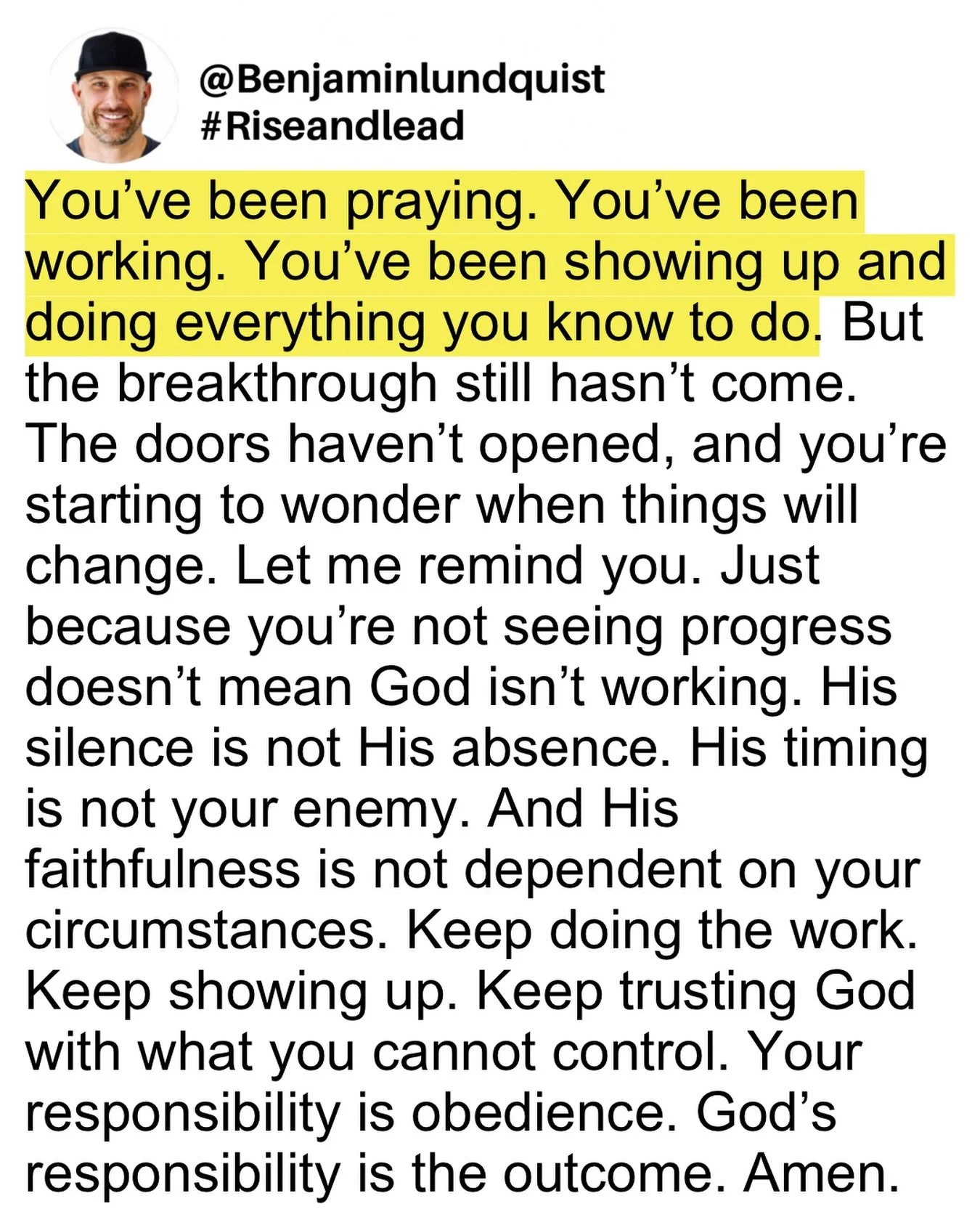 Type &ldquo;amen&rdquo; below and share this post to encourage someone else. Some of the hardest seasons are the ones where you&rsquo;re doing everything you know to do, but nothing seems to be changing. You&rsquo;re working, praying, believing, and 