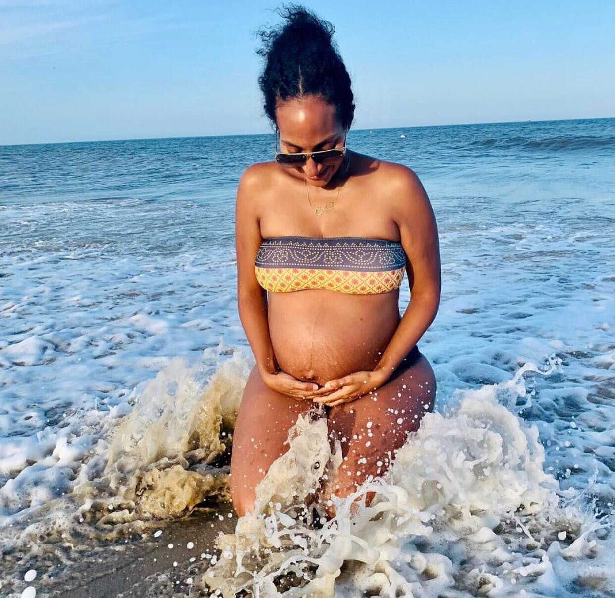 Look at that GLOW! We&rsquo;re loving @luwame_  and her baby bump in our &ldquo;Rorah&rdquo; two-piece!! 😍#TRIBALBABE 

Shop this look now and tag us! #beachwear #beachwearcollection #tribe9 #travel #fashion #summer #swimsuit #swimwear #shoptribe9
