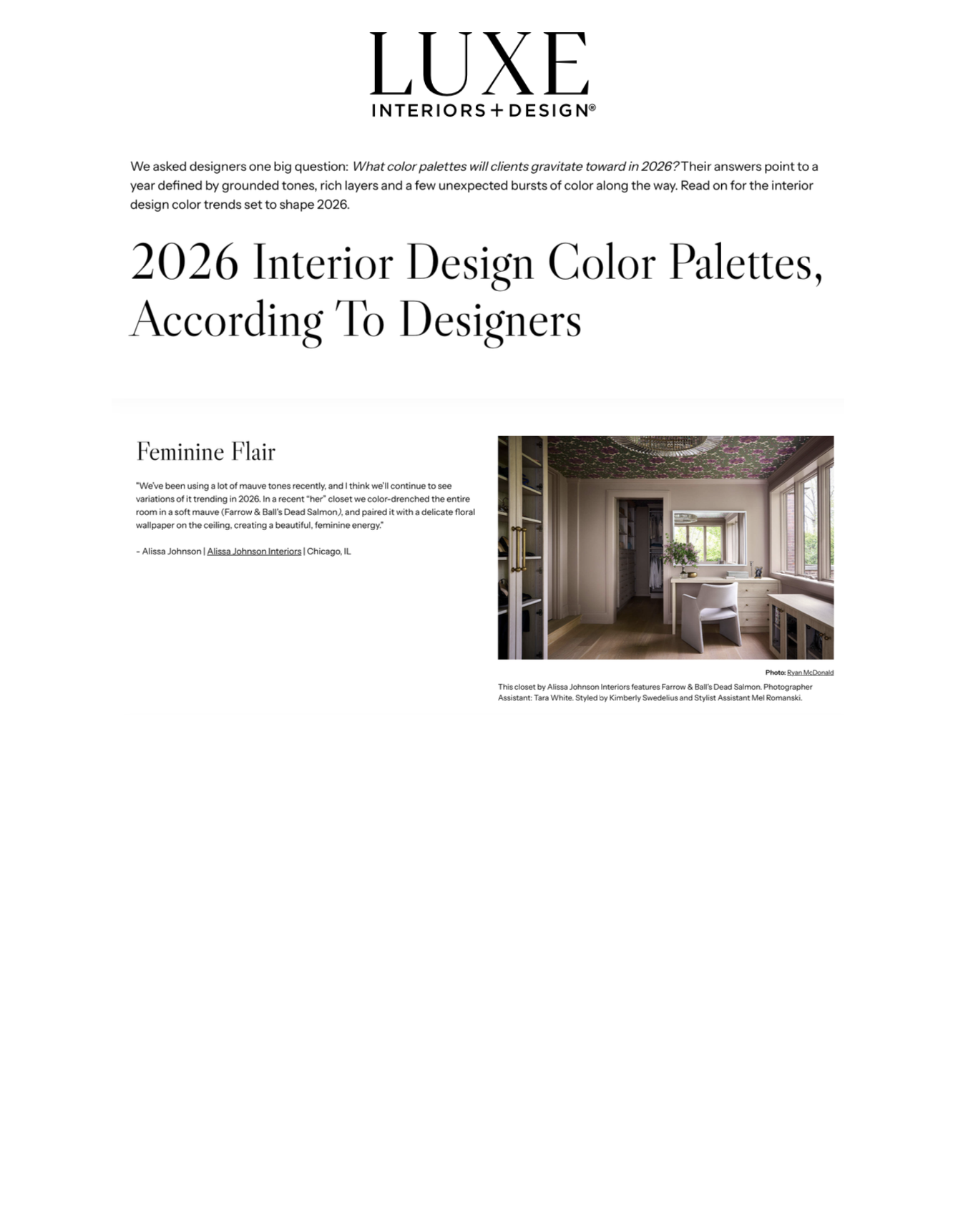 Luxe Interiors + Design | April 2026