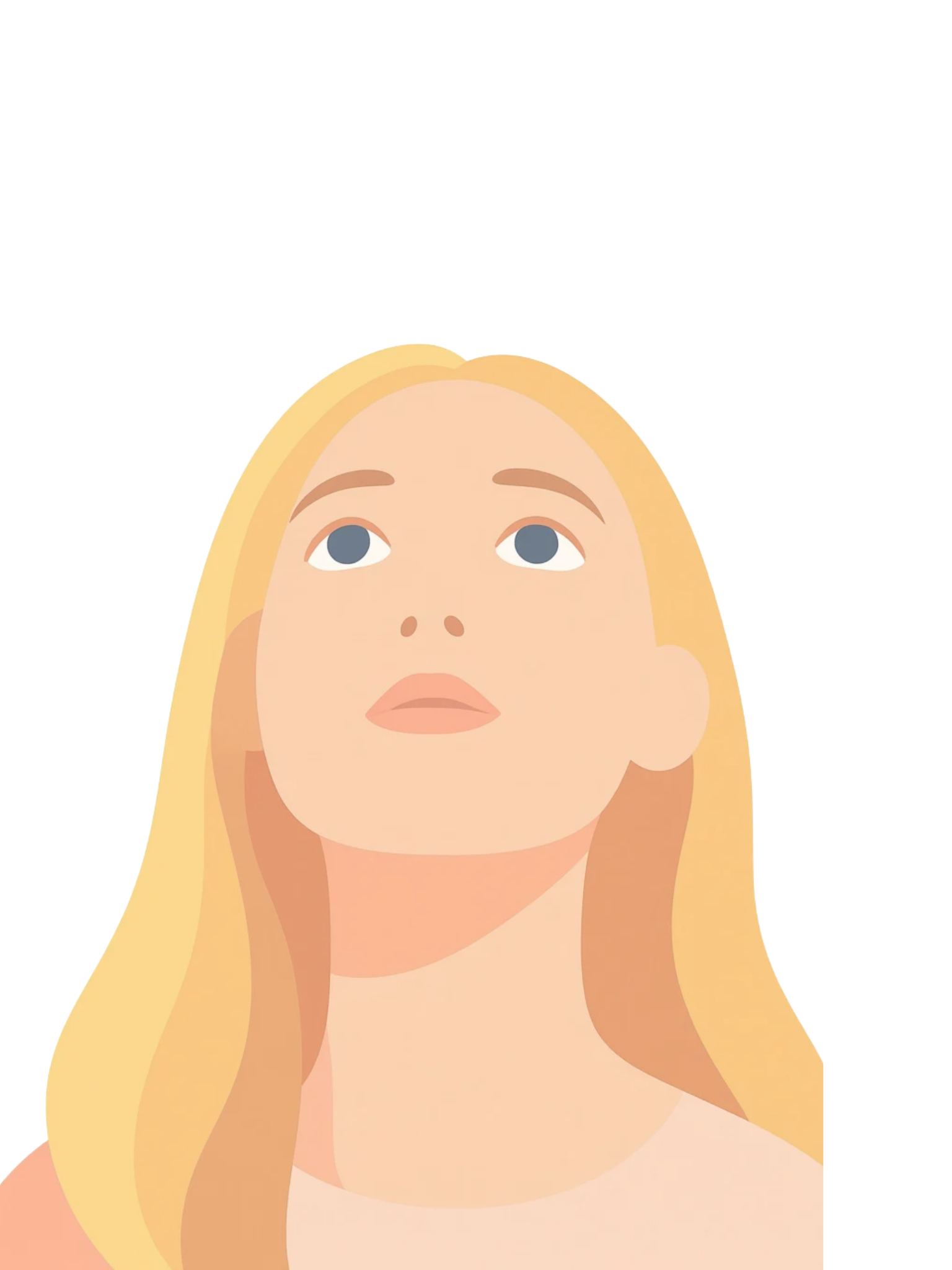 Illustration of a woman looking upward with curiosity and wonder