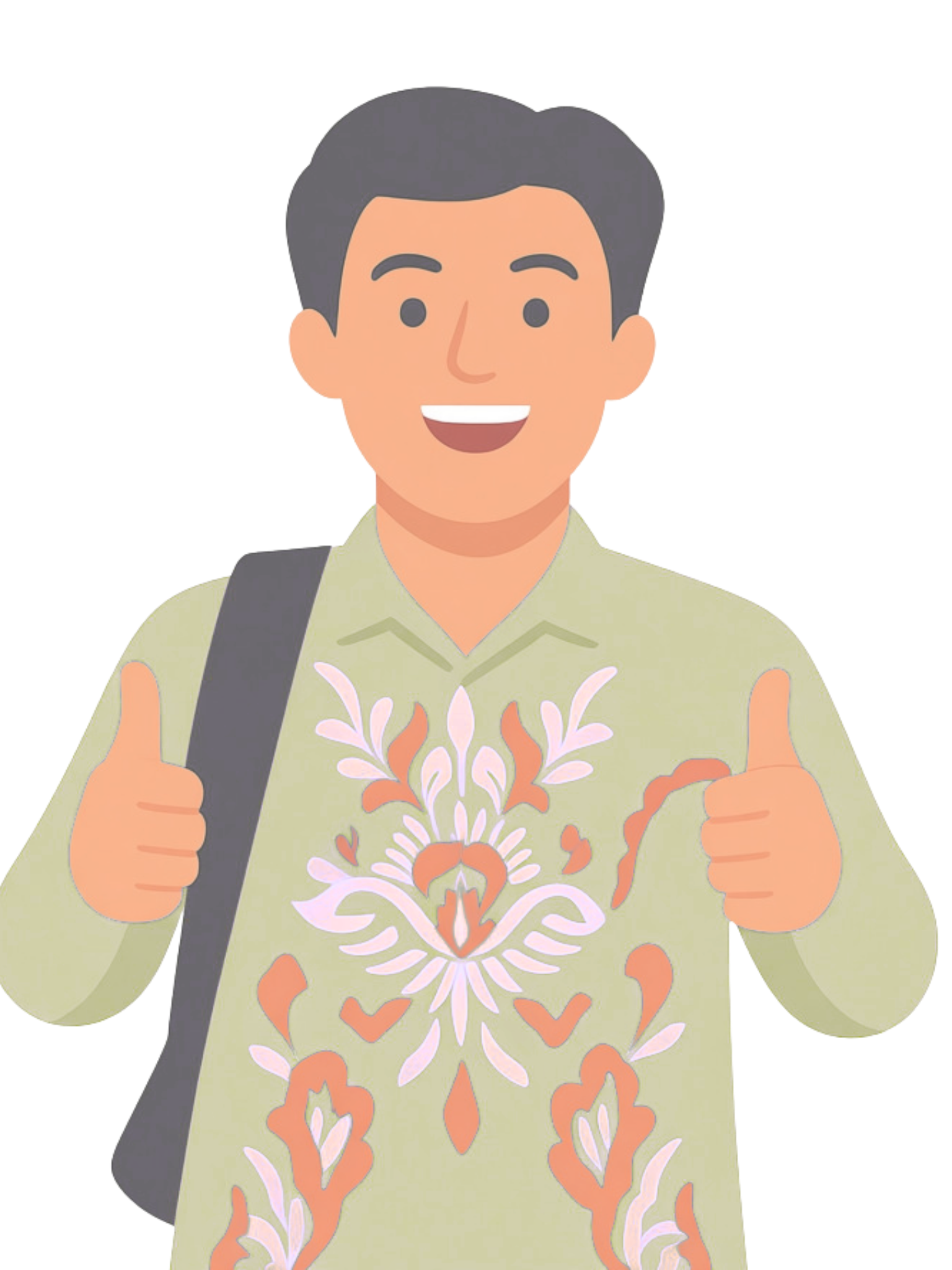 Illustration of a smiling man giving a thumbs up, inviting custom workshop requests