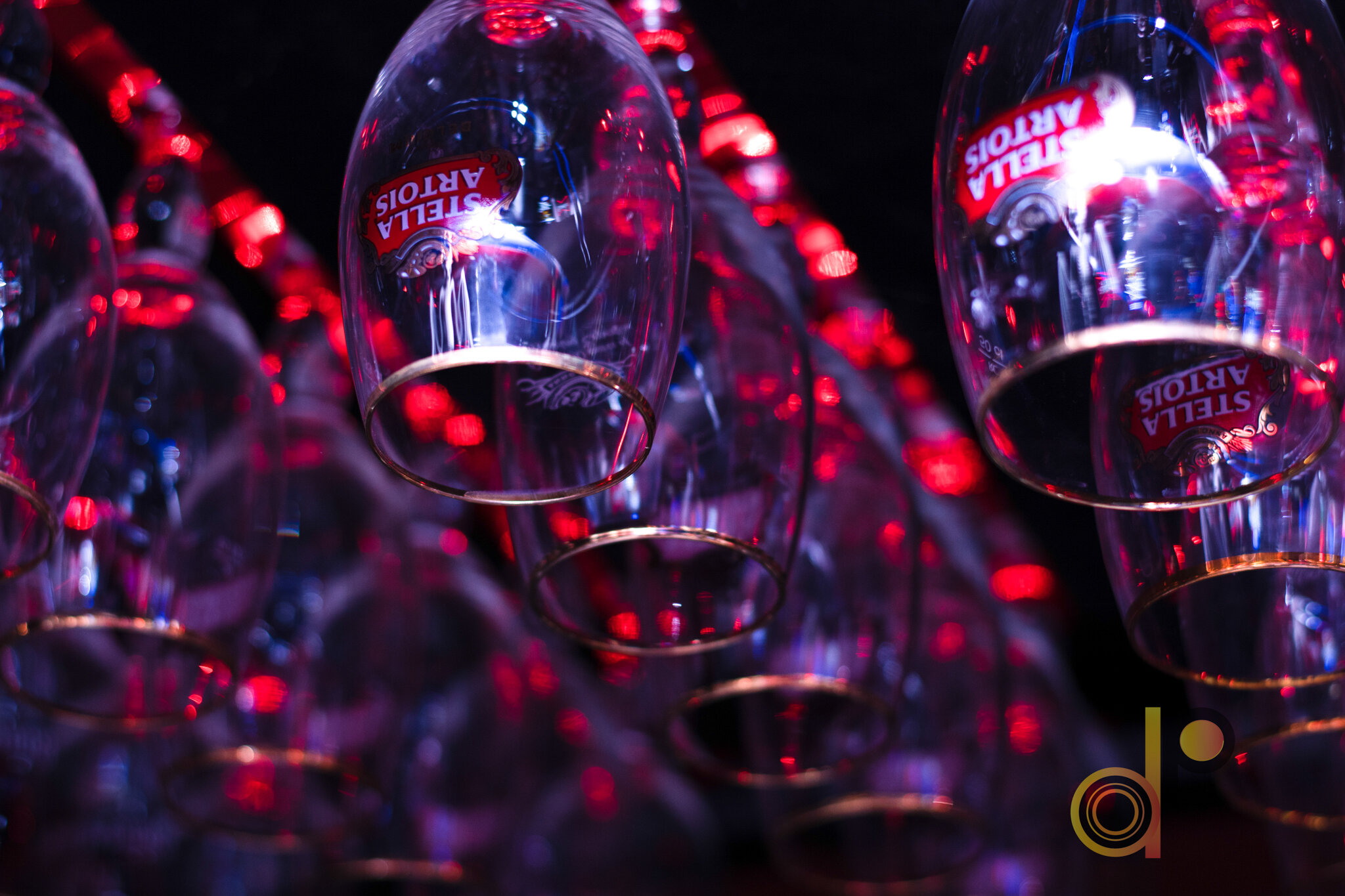  Neon light stella beer glasses 