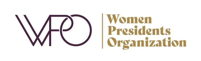 Logo featuring the letters 'WFPO' and the text 'Women Presidents Organization' in gold and purple.