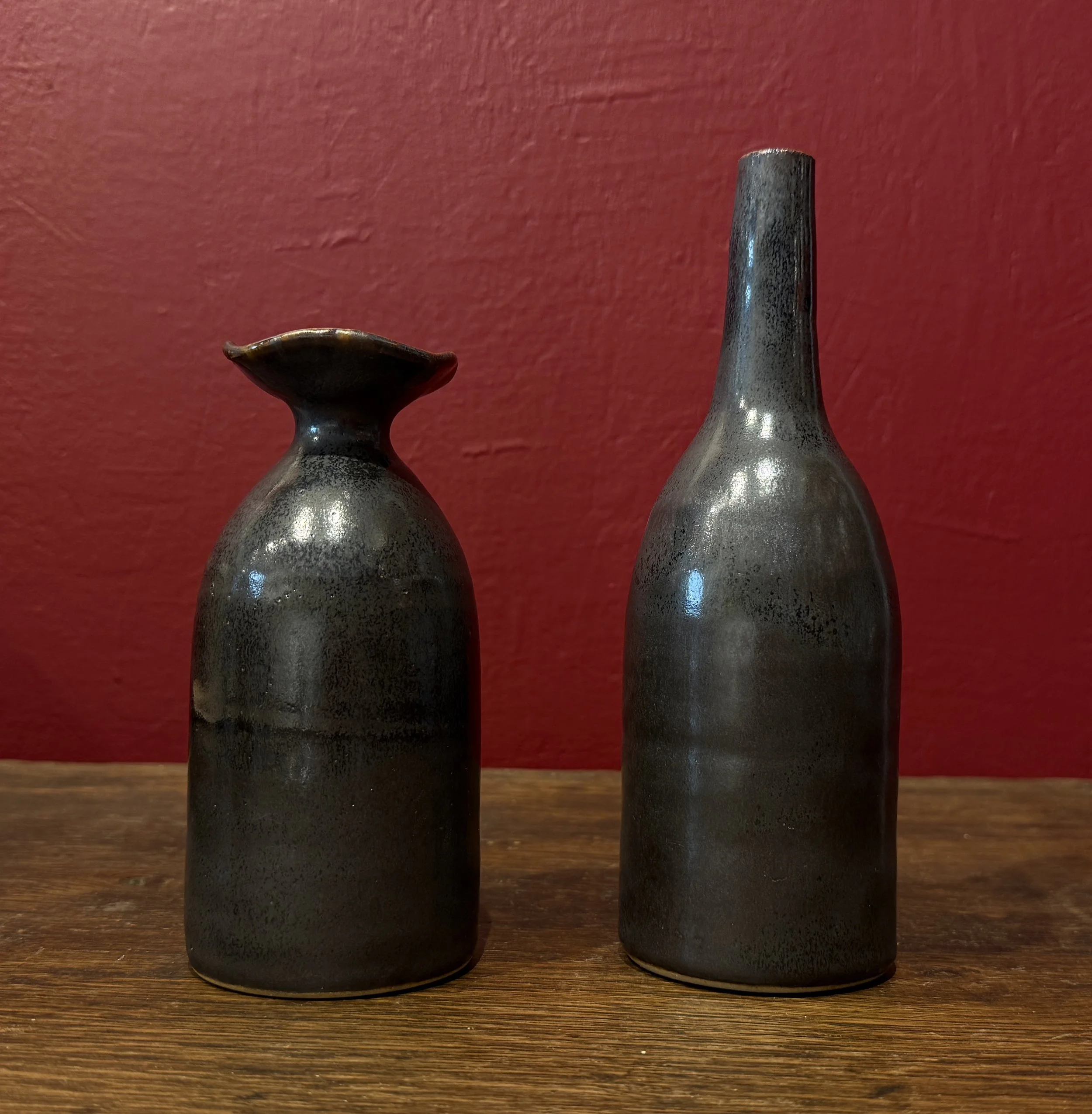 Black Ceramic Vase with Metallic Tones