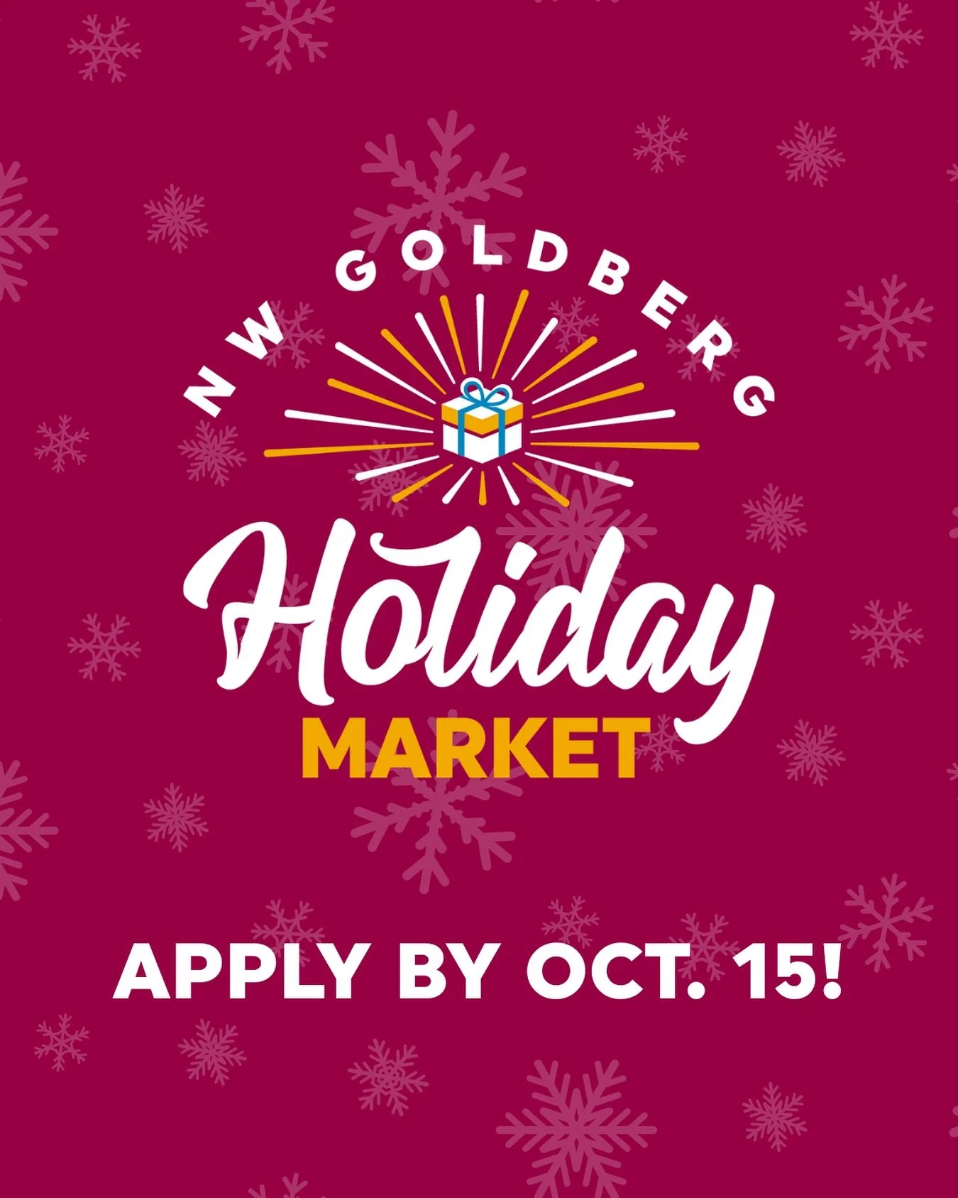 Are those jingle bells in September?!

Wait no, that&rsquo;s a drum roll&hellip;

Applications for the 2025 NW GOLDBERG HOLIDAY MARKET are officially open!

Last year, HOLIDAYFEST saw more than 600 attendees, and we expect this year to be even bigger