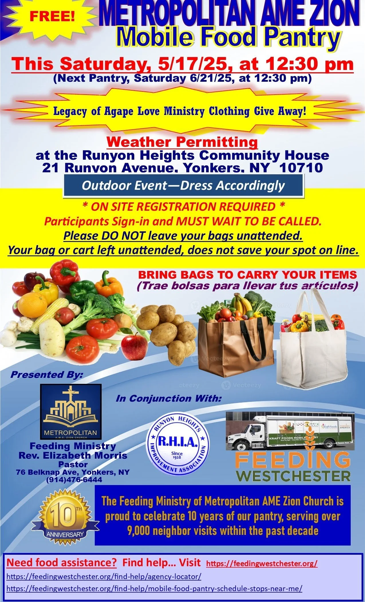 In collaboration with the Runyon Heights Improvement Association, the Legacy of Agape Love Ministry provided clothing donations to 65 individuals, meeting practical needs and extending God’s love to the community.