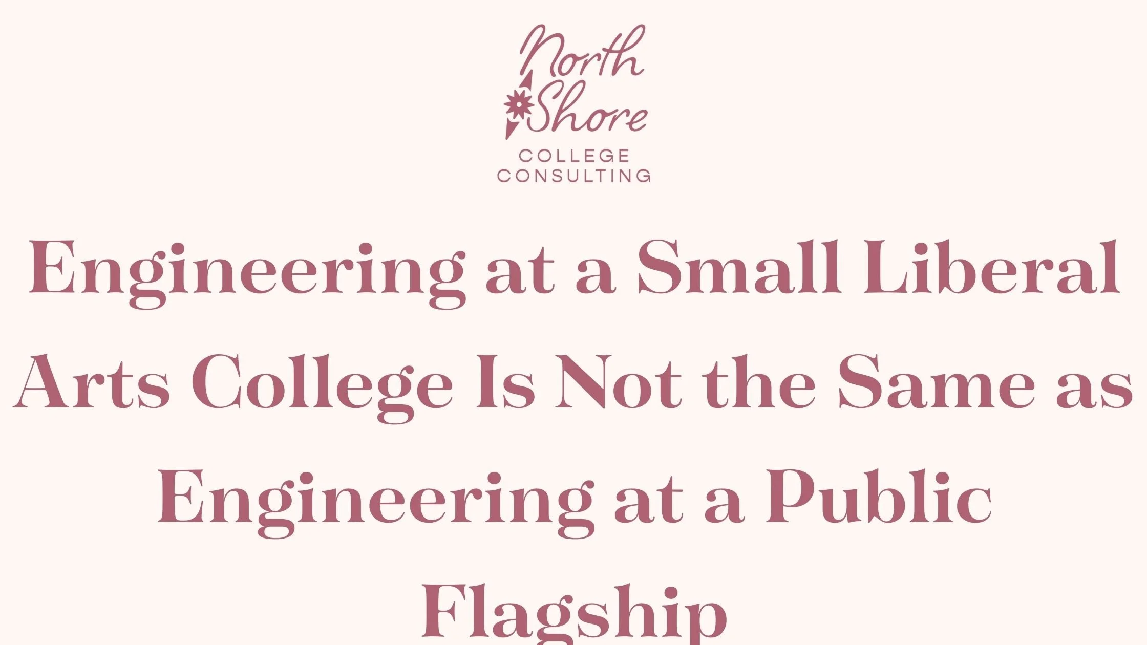Engineering at a Small Liberal Arts College Is Not the Same as Engineering at a Public Flagship.