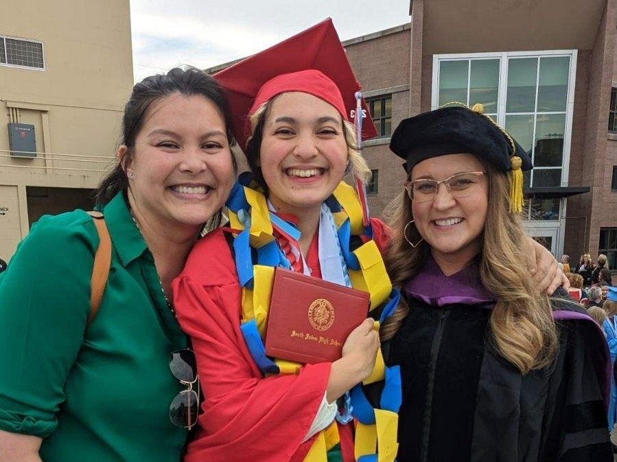 South Salem Graduation - Ashley Carson Cottingham with a student and her mom