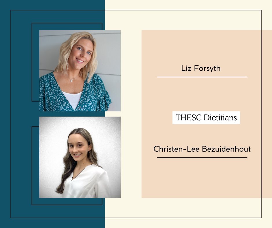 🌟 Let's celebrate Dietitian Week 8th - 14th April! 🌟

🥑 From nourishing recipes to personalised meal plans, THESC dietitians: Liz Forsyth and Christen-Lee Bezuidenhout are the experts leading you towards better health. 

💡 Whether you're aiming t