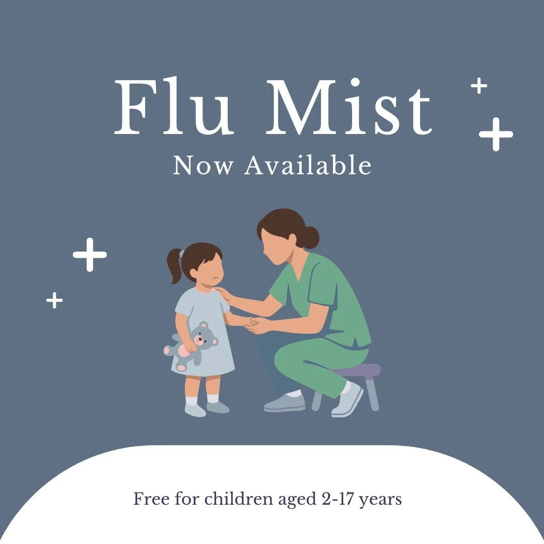 Needle-free flu protection is here 👃💙

FluMist is now available at our clinic for children aged 2&ndash;17 years and is covered by Medicare.

A quick and easy nasal spray alternative to the flu vaccine &mdash; perfect for kids who don&rsquo;t love 
