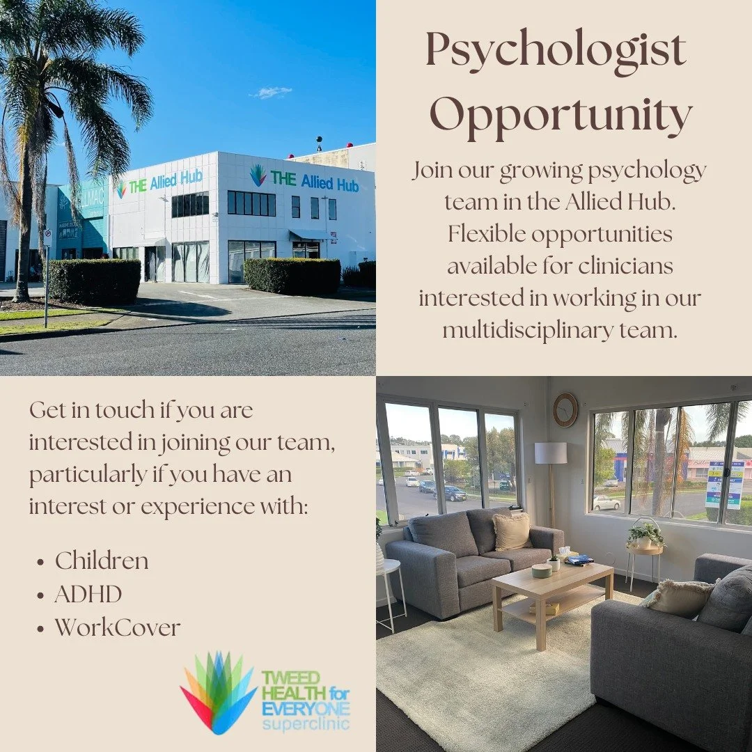 Psychologist Opportunity &ndash; Tweed Health for Everyone Allied Hub

Tweed Health for Everyone currently has an exciting opportunity for committed Clinical and General Psychologists who are interested in building and growing their own practice with