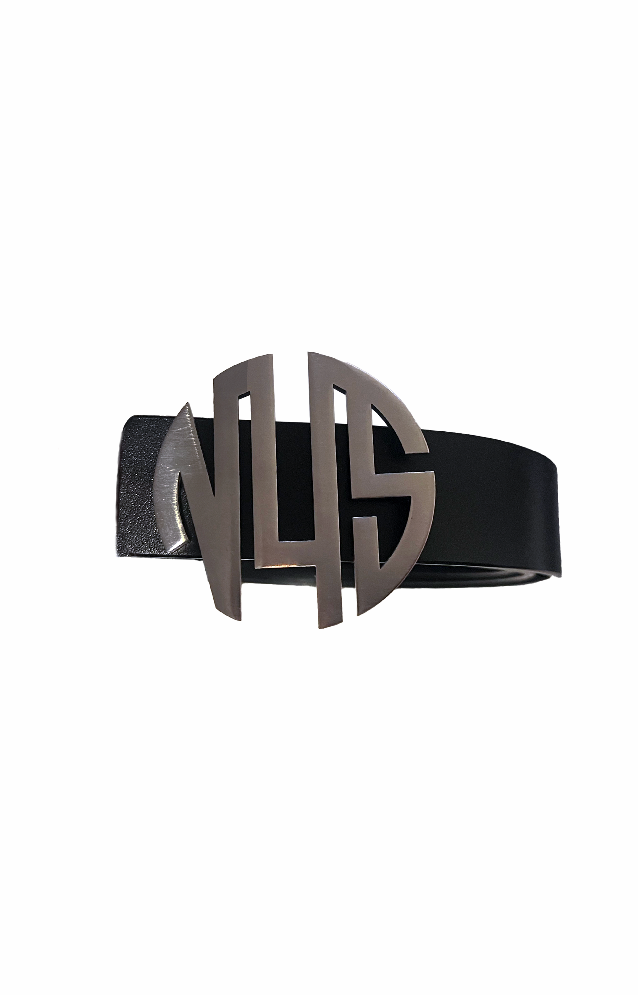 MONOGRAM LEATER BELT - STEEL