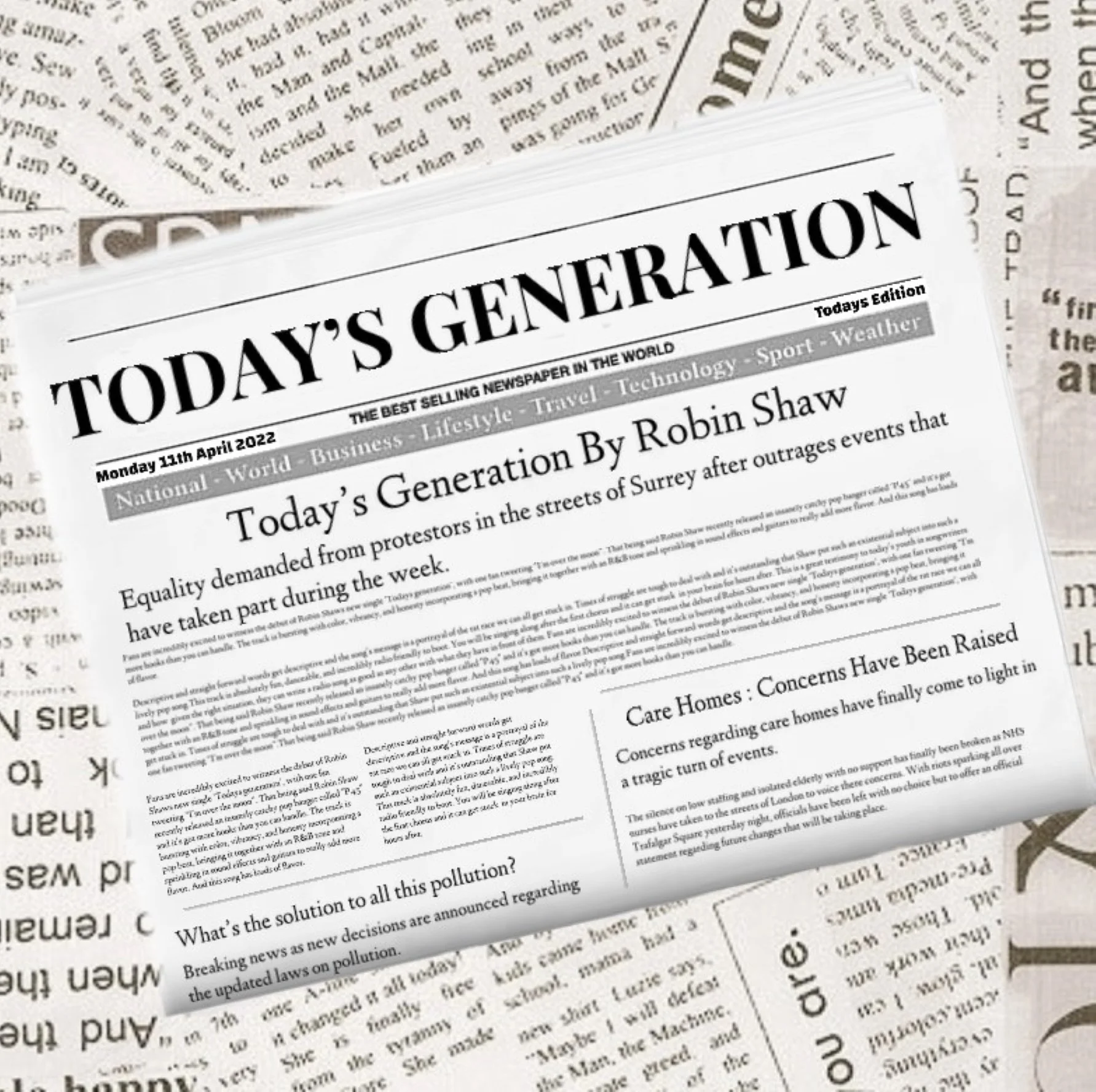 Robin Shaw pens a lyrically powerful single, "Today's Generation"