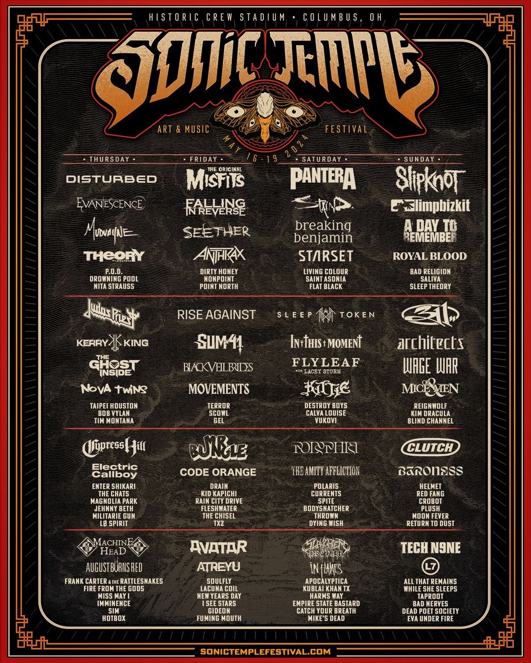 Sonic Temple Announces Its Massive 2024 Lineup Featuring Disturbed, Slipknot, Pantera, &amp; More