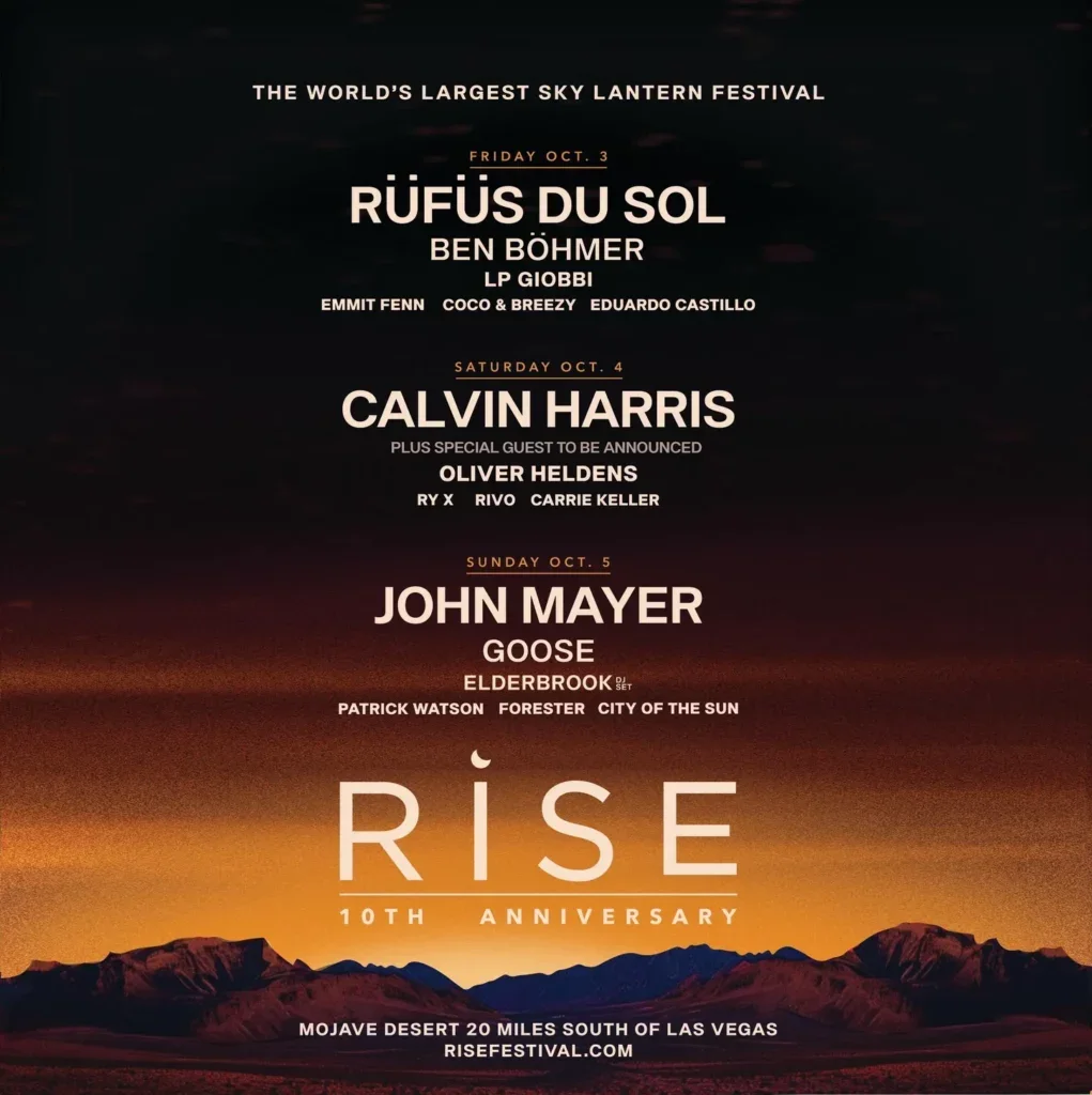 RISE Festival Announces 10th Year Anniversary Lineup with John Mayer, Calvin Harris, &amp; More