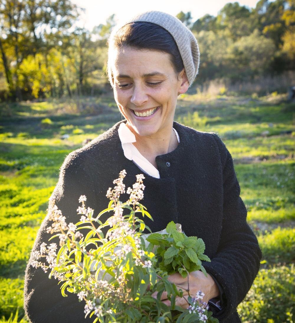 The lovely Anne-No&euml;l Jubelin of Vivres farm, with a bunch of herbs she kindly gave me. She and husband Hugo Martial Bonnet are introducing traditional-radical ways to farm and grow produce. Check out their exciting website - https://www.vivres.o