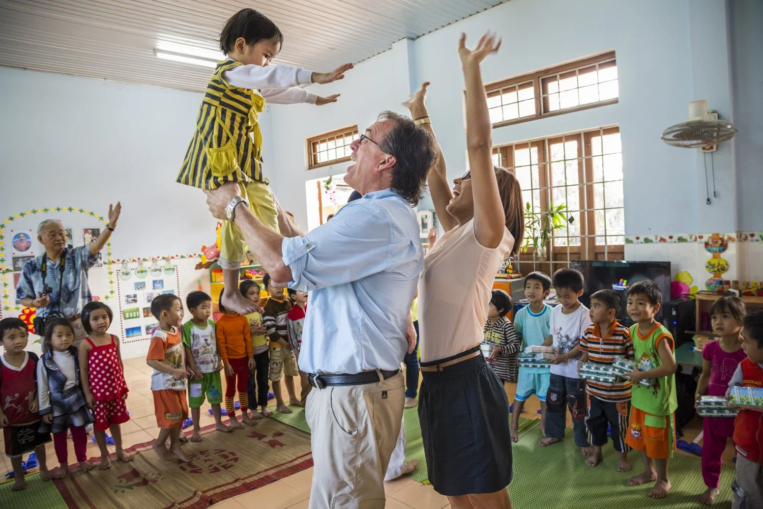 JOHN ABBEY AND DAUGHTER COURTNEY VISIT THE NURSERY SCHOOL THEY FUNDED IN QUANG TRI PROVINCE, 2014