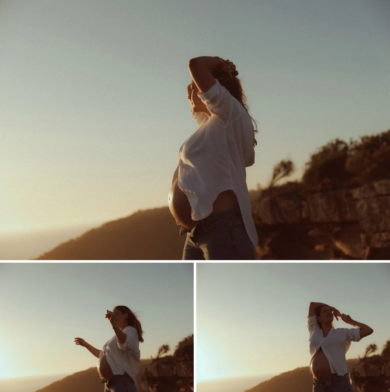 Maternity photoshoot at golden hour on the Northern Beaches, Sydney