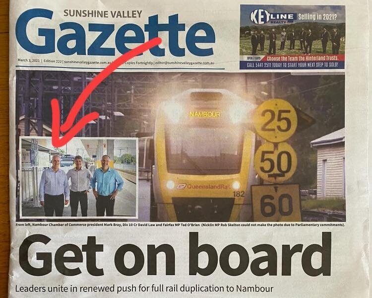 Mark Bray makes front page news in push for Light Rail Duplication