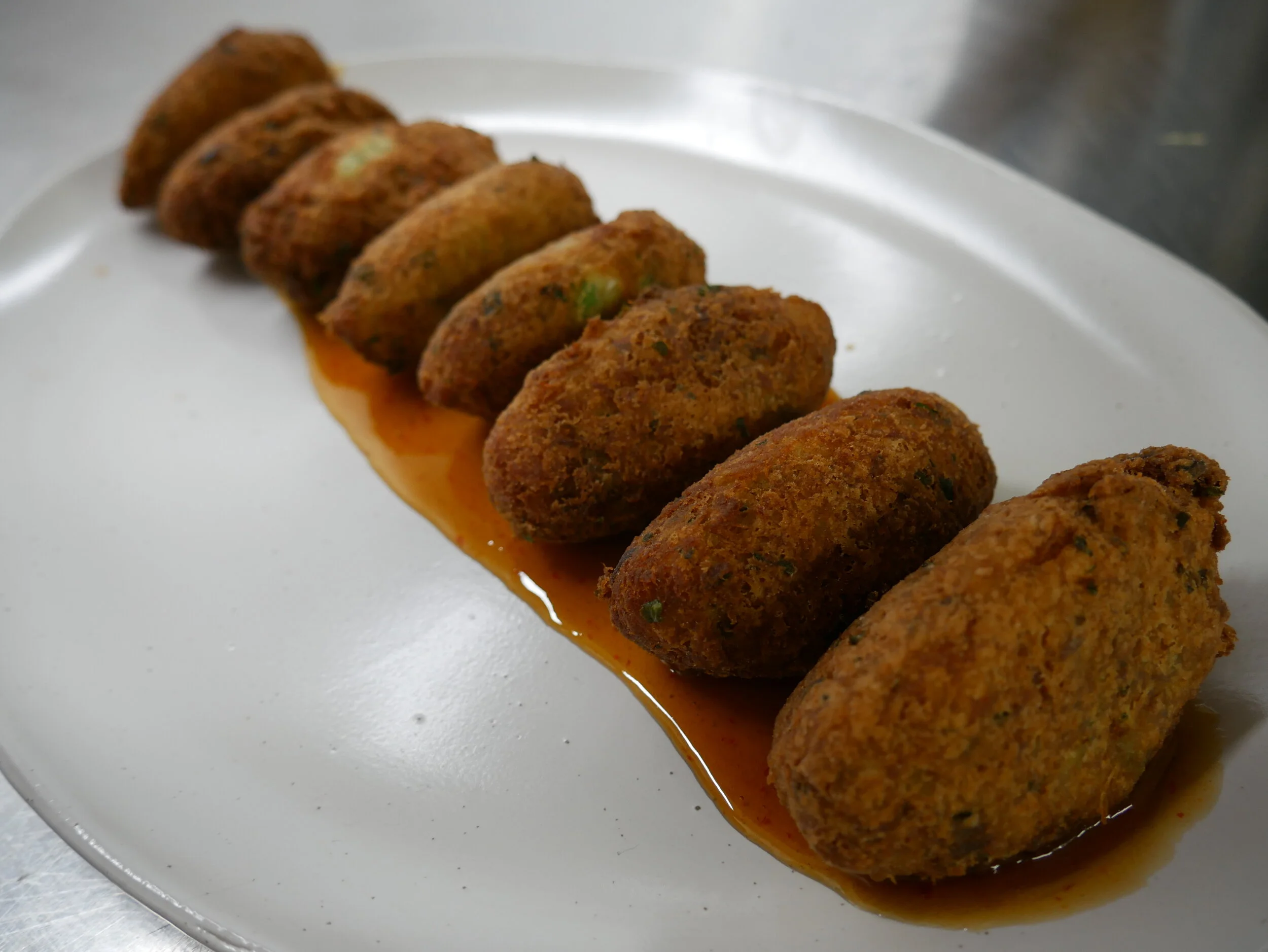 Bacalao with chilli toffee sauce