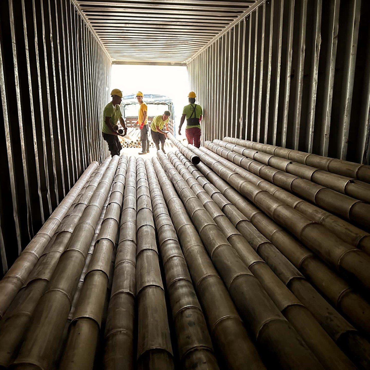 Another container with premium quality Guadua Bamboo&reg; Poles on the way from 🇪🇨Colombia to 🇧🇪Belgium!