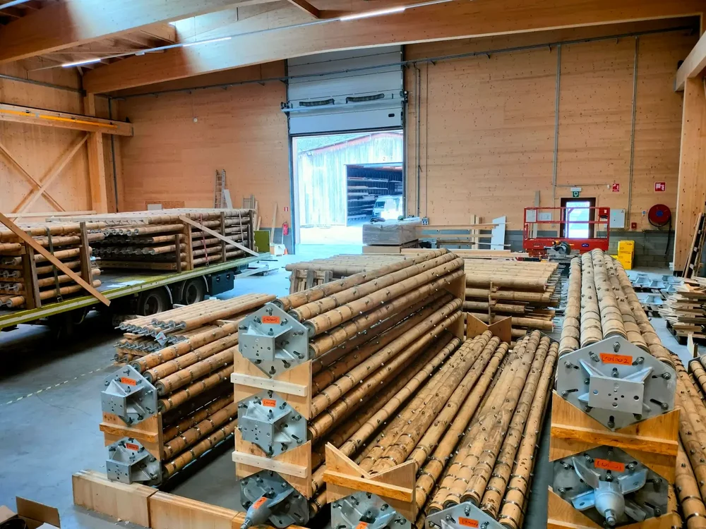 Assembled Prefab Bamboo Elements for the Bamboo Tower in Belgium
