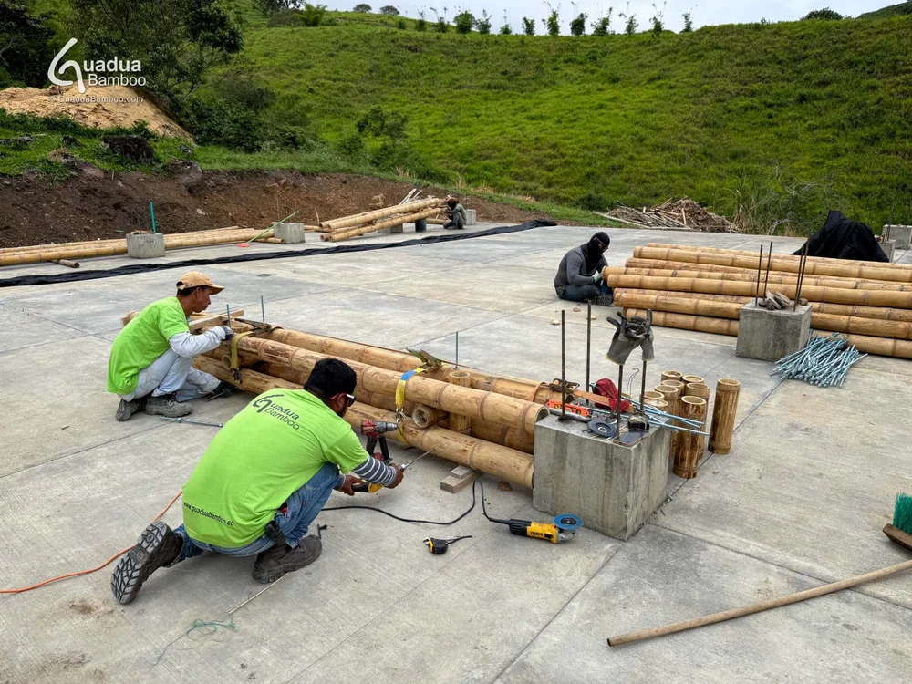 Prefabricating Guadua Bamboo Posts