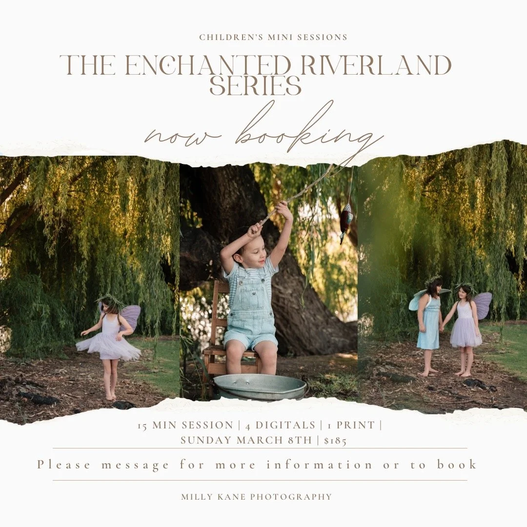 I&rsquo;ve thought of bringing a few sessions back home for years&hellip; and now it&rsquo;s finally happening. ✨
I&rsquo;m opening three Riverland kids mini sessions at the beginning of March. It will roll around quickly, so send me a message if you