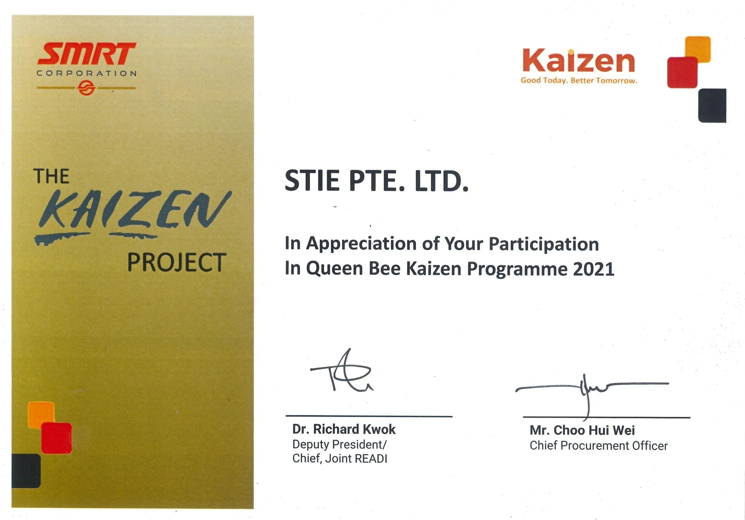 STIE Among SMRT’s Value Chain Partners for Kaizen Queen Bee Programme
