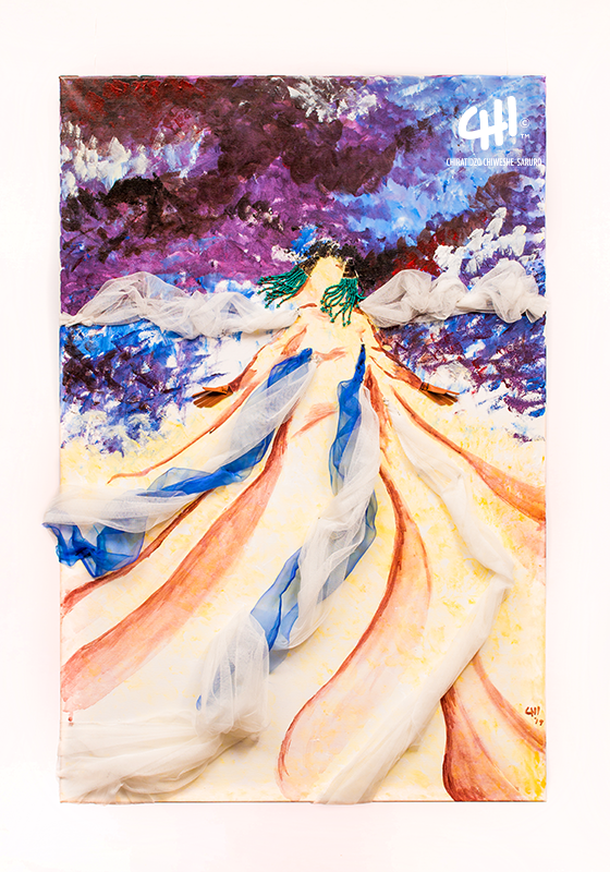 I Am the Storm (Beautiful Day series) - Acrylic on Canvas + Mixed Materials 2019 (approx. A2)