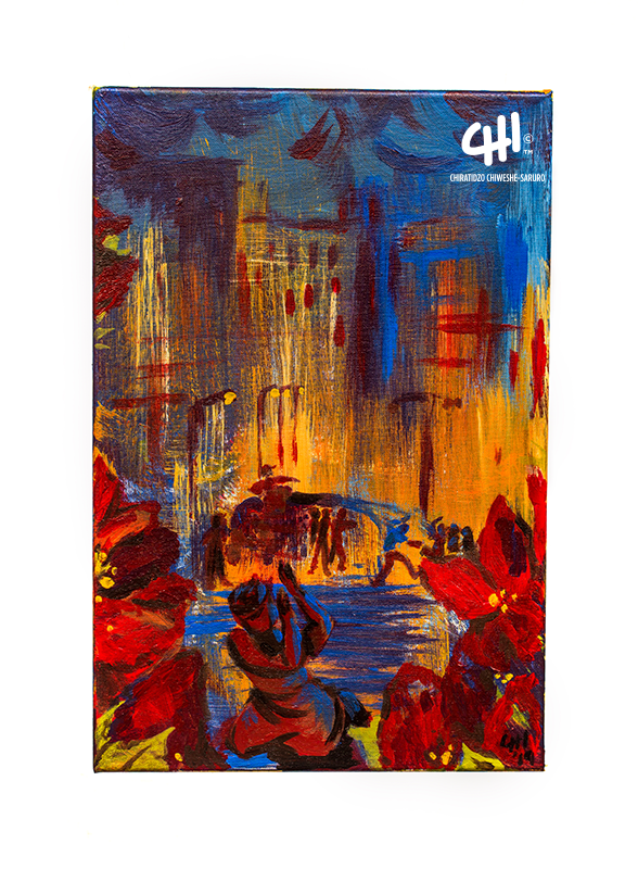 Fleurs (Marred) (Beautiful Day series - D) - Acrylic on Canvas 2019 (approx. A3)