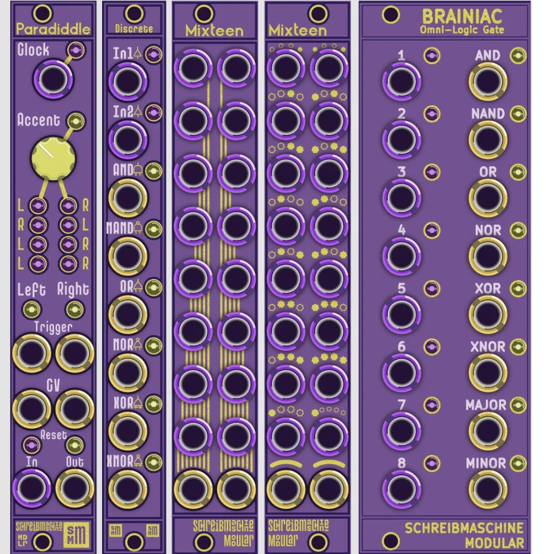 I'm making new illustrations of my modules for Modular Grid.
So taking photos of modules to use on Modular Grid is pretty hard.
You have to shoot from far away and then zoom in to reduce the perspective on elements like knobs and switches that stick 