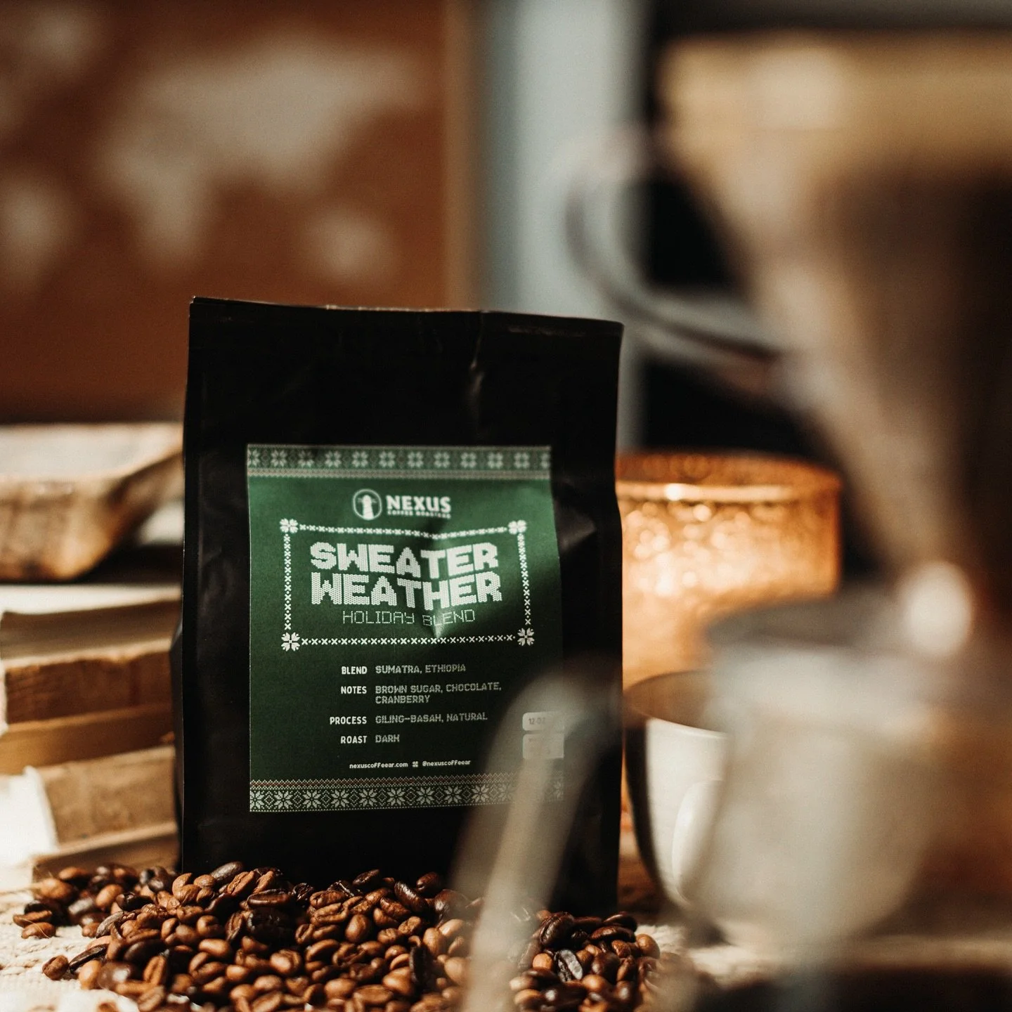 The holidays are here early! 🎄 Our annual Holiday Blend is back and with a new twist! We&rsquo;re calling this year&rsquo;s blend Sweater Weather, and it is a blend of beans from Sumatra and Ethiopia. It features notes of brown sugar, chocolate, and