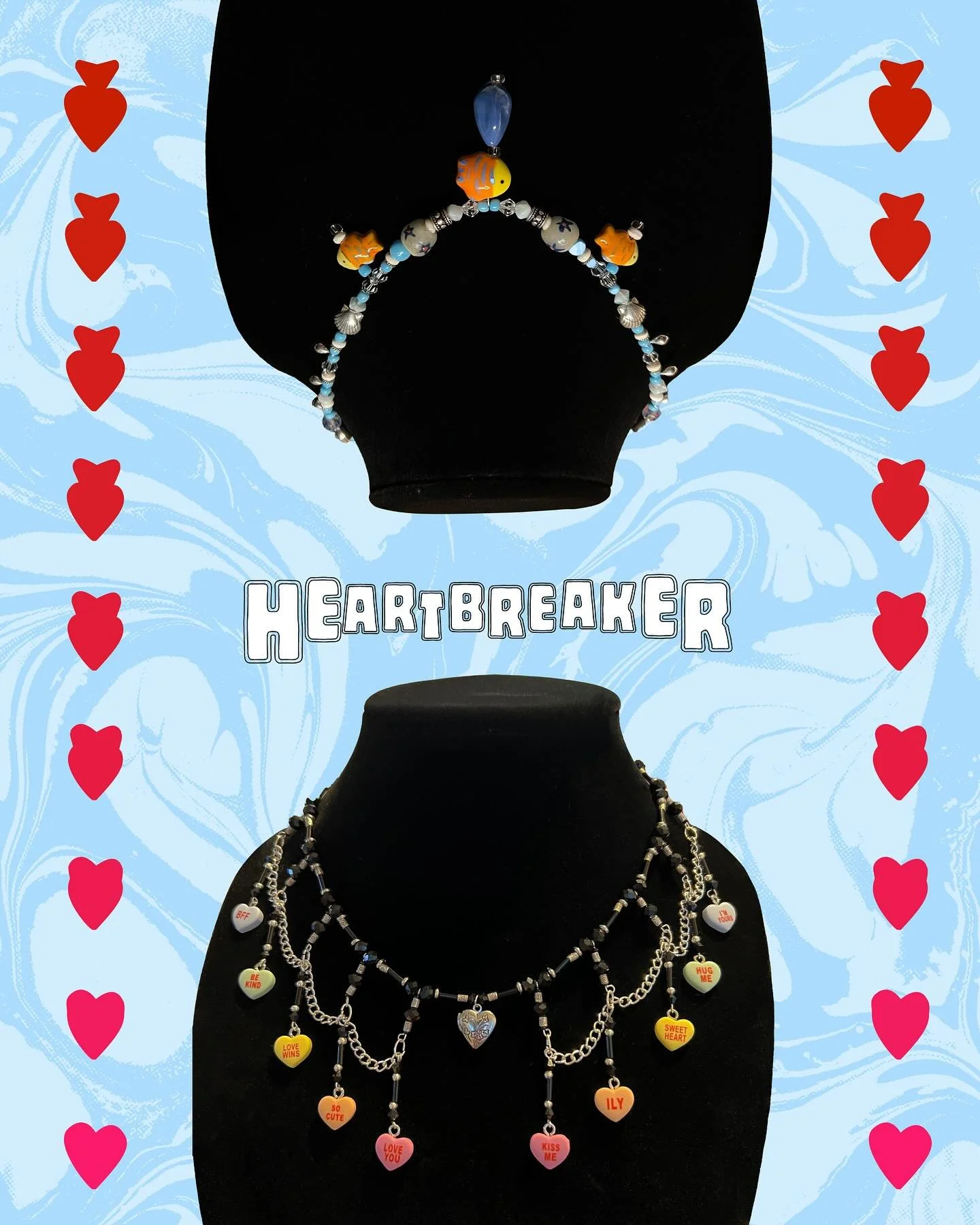 Thank you Chowder @abbyc_17 😇🐠🖤⛓️

#commission #jewelrydesigner #beads #conversationhearts #goneswimming #heartbreaker