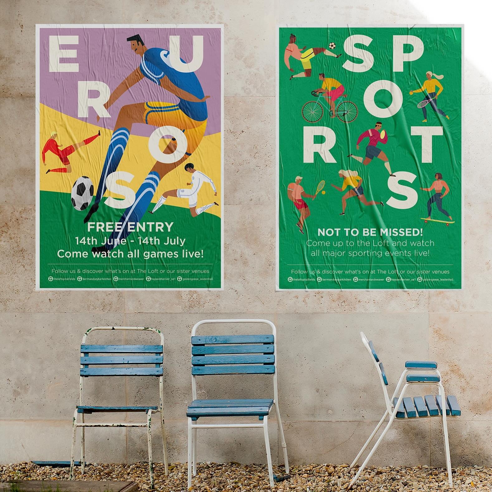 EUROS &amp; SPORTS posters for our friends at the @theloftspitalfields . Book ahead and get the best seats in the house for the Euros. Great venue in @spitalfieldse1 . S+B
-
-
-
-
#posterdesign #poster #illustration #typography #graphicdesign #skinan