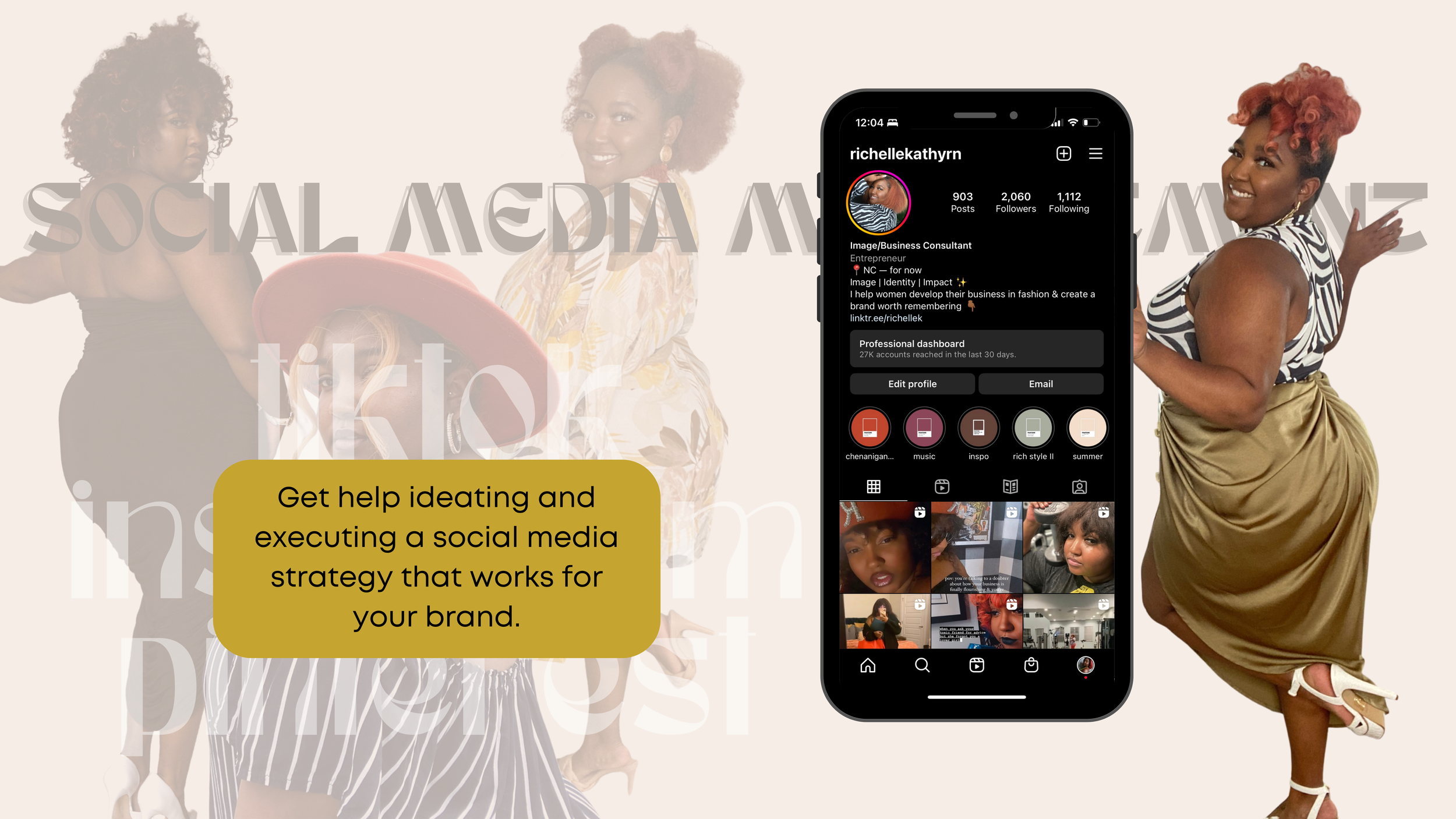 social media management. get help ideating and executing a social media strategy that works for your brand.