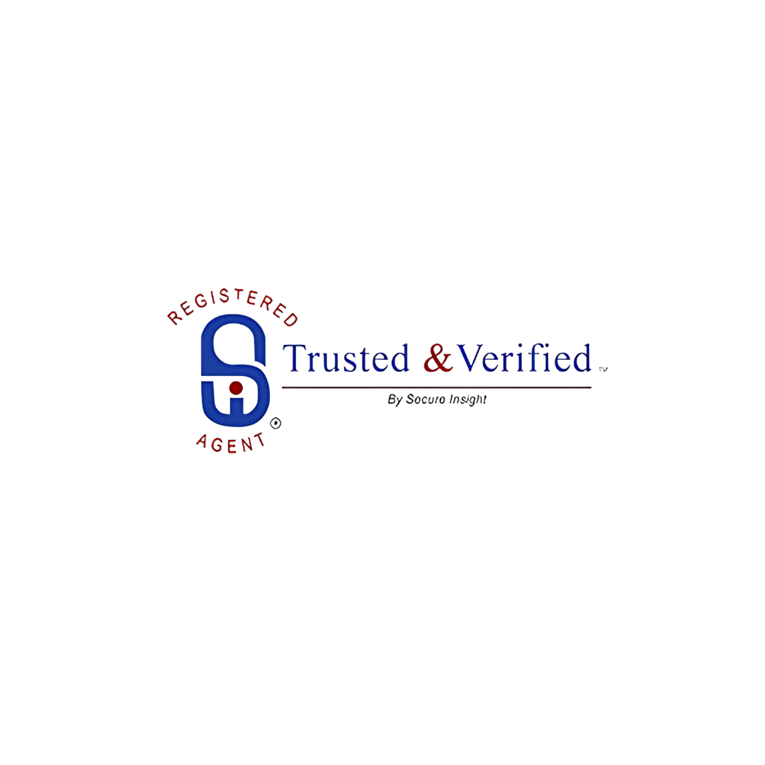 Logo for Trusted & Verified, featuring a large blue 'S' with red text around it that says 'Registered Agent', with 'Trusted & Verified' written next to it in blue and red, and small black text underneath reading 'by Scott Ashby'.