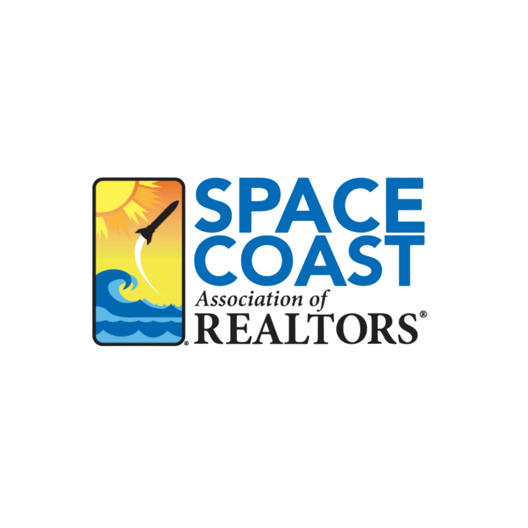 Logo for Space Coast Association of Realtors featuring a smartphone with a sun, rocket, and ocean waves, with the text "SPACE COAST" and "ASSOCIATION OF REALTORS".