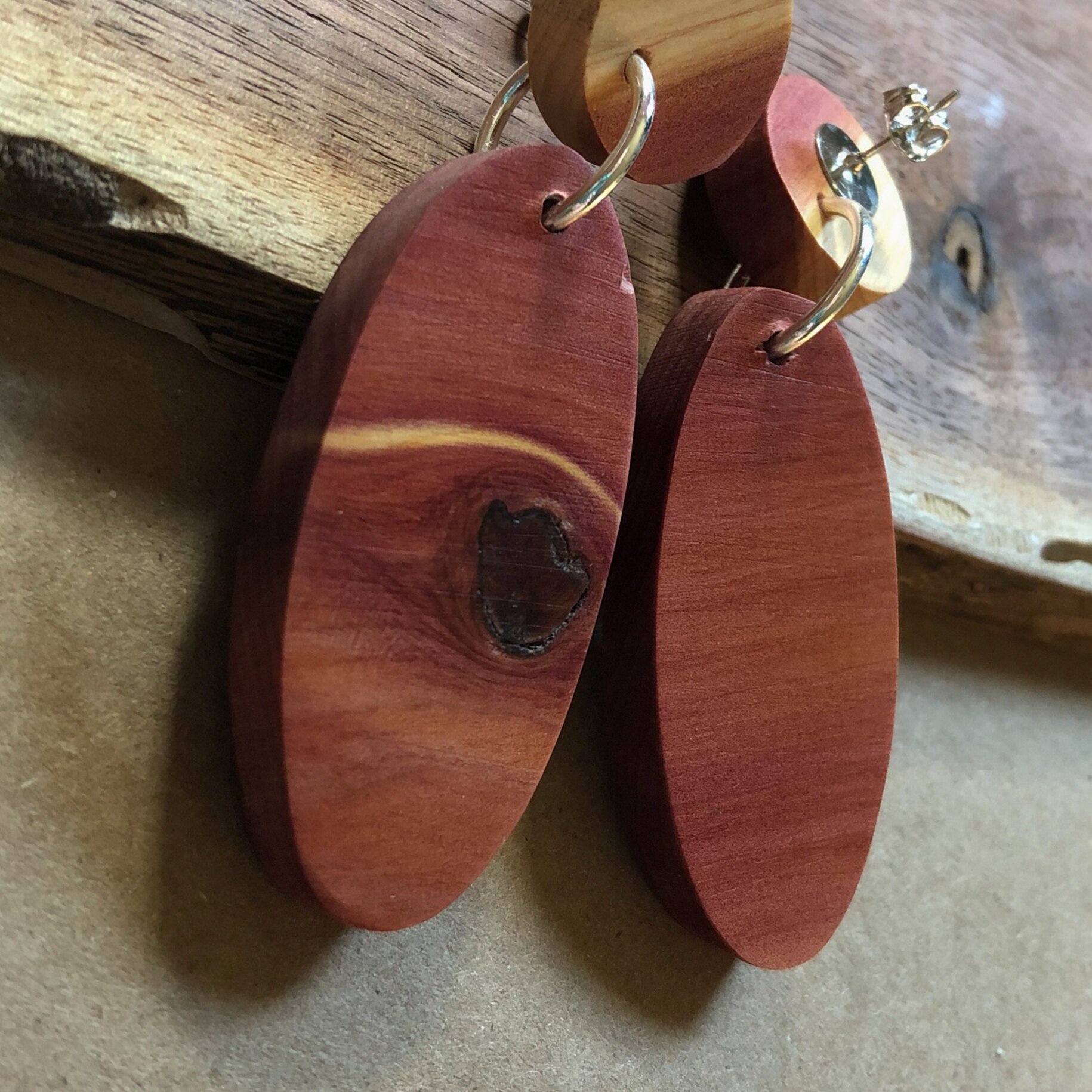 Wooden Oval Earrings