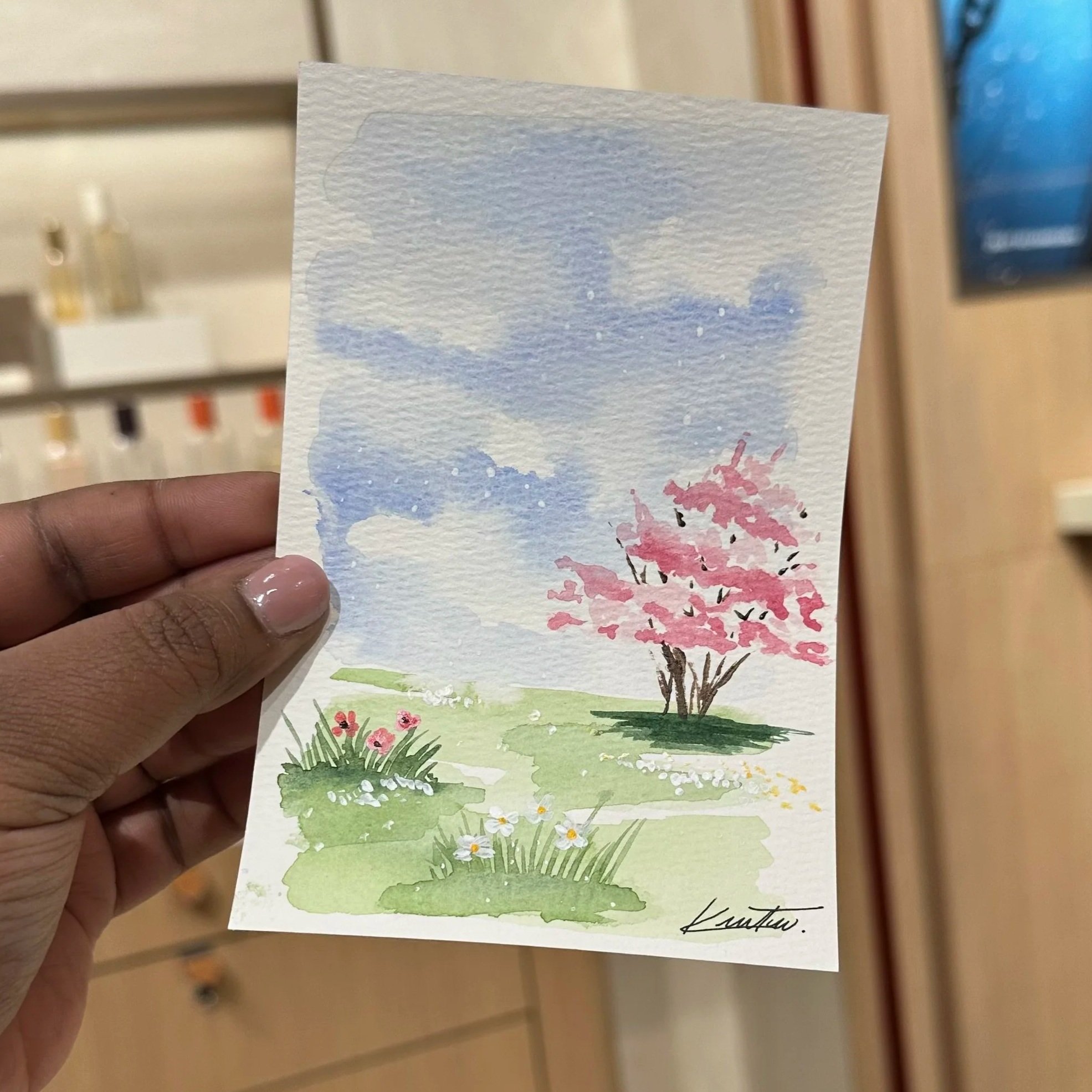 Watercolor landscape painting with soft gradients and natural elements, capturing a calm and atmospheric scene – Didi Letters
