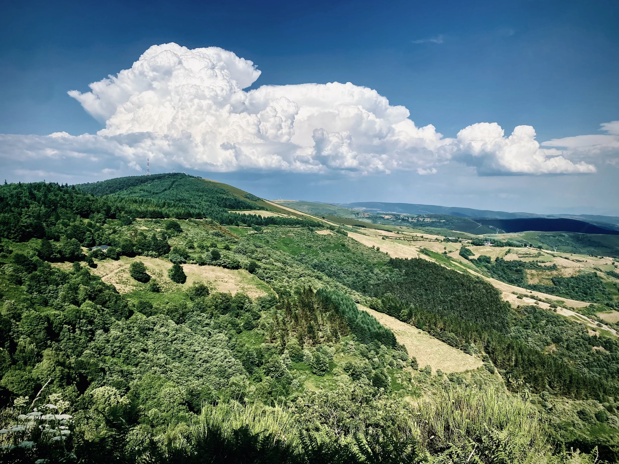 drone view of galician mountains and forests