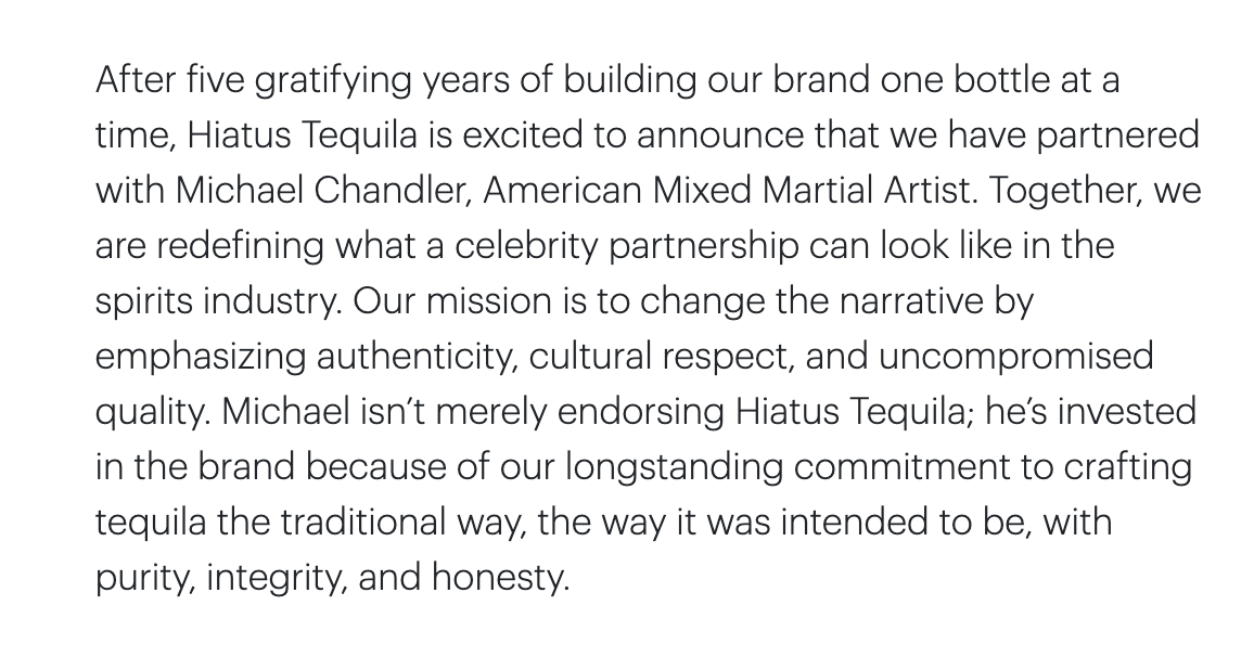 Hiatus Tequila Partnership Story