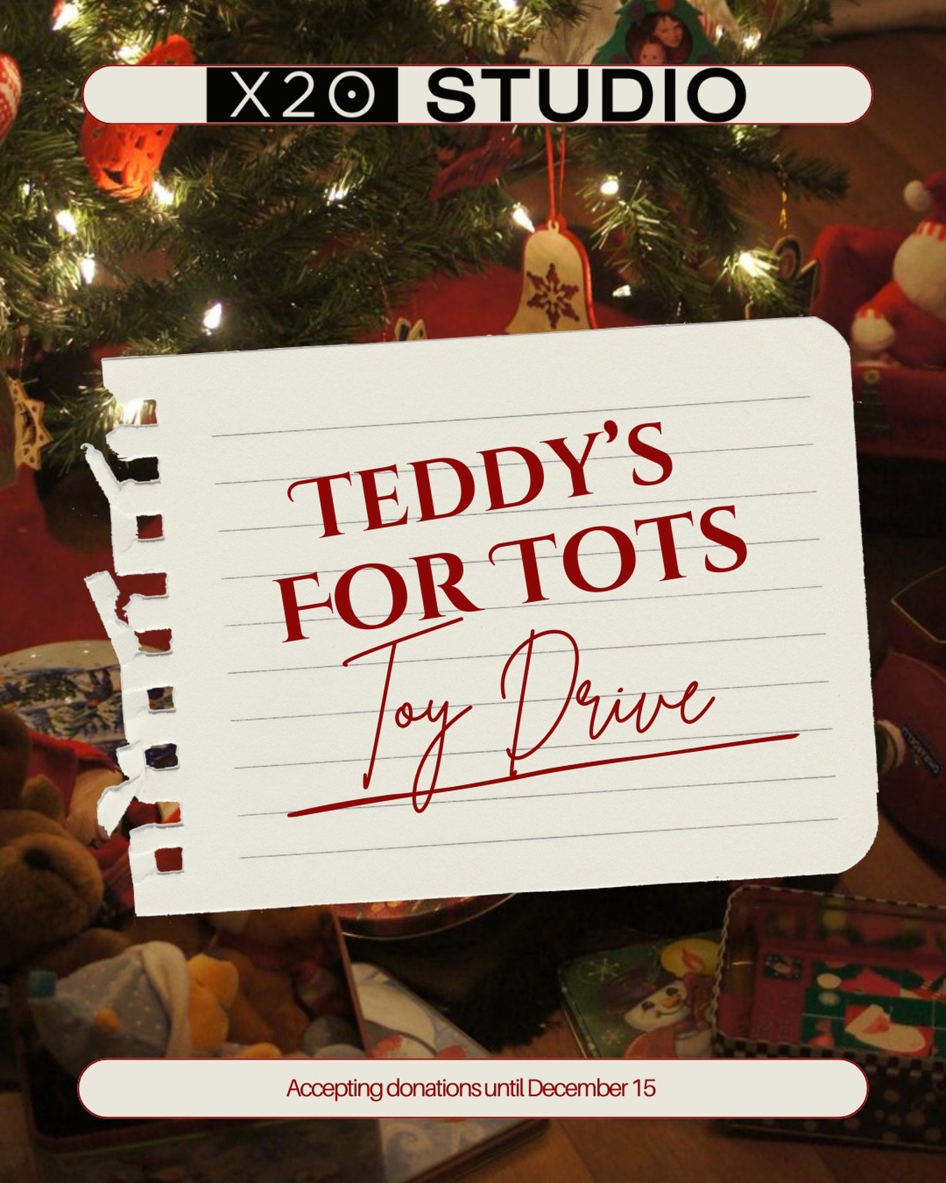 We&rsquo;re helping spread holiday cheer this season with Teddy&rsquo;s for Tots 🧸🎁

As some of you have seen in the studio, we are hosting our annual partnership with @teddysfortots_ All new and unused toys are available to drop-off during classes