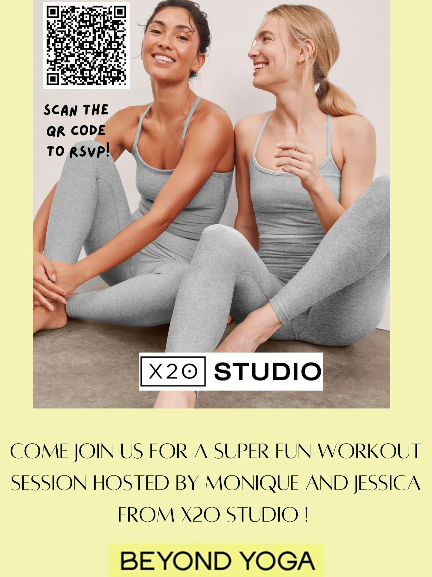 BEYOND YOGA x X2O 

Instructors Monique and Jessica are hosting a free workout class at @beyondyoga Valleyfair 🤍Small bites and refreshments will be provided after the 45-minute class. 

🗓️ Friday, May 8
8:45 - 9:30 am

Click the link in our bio to