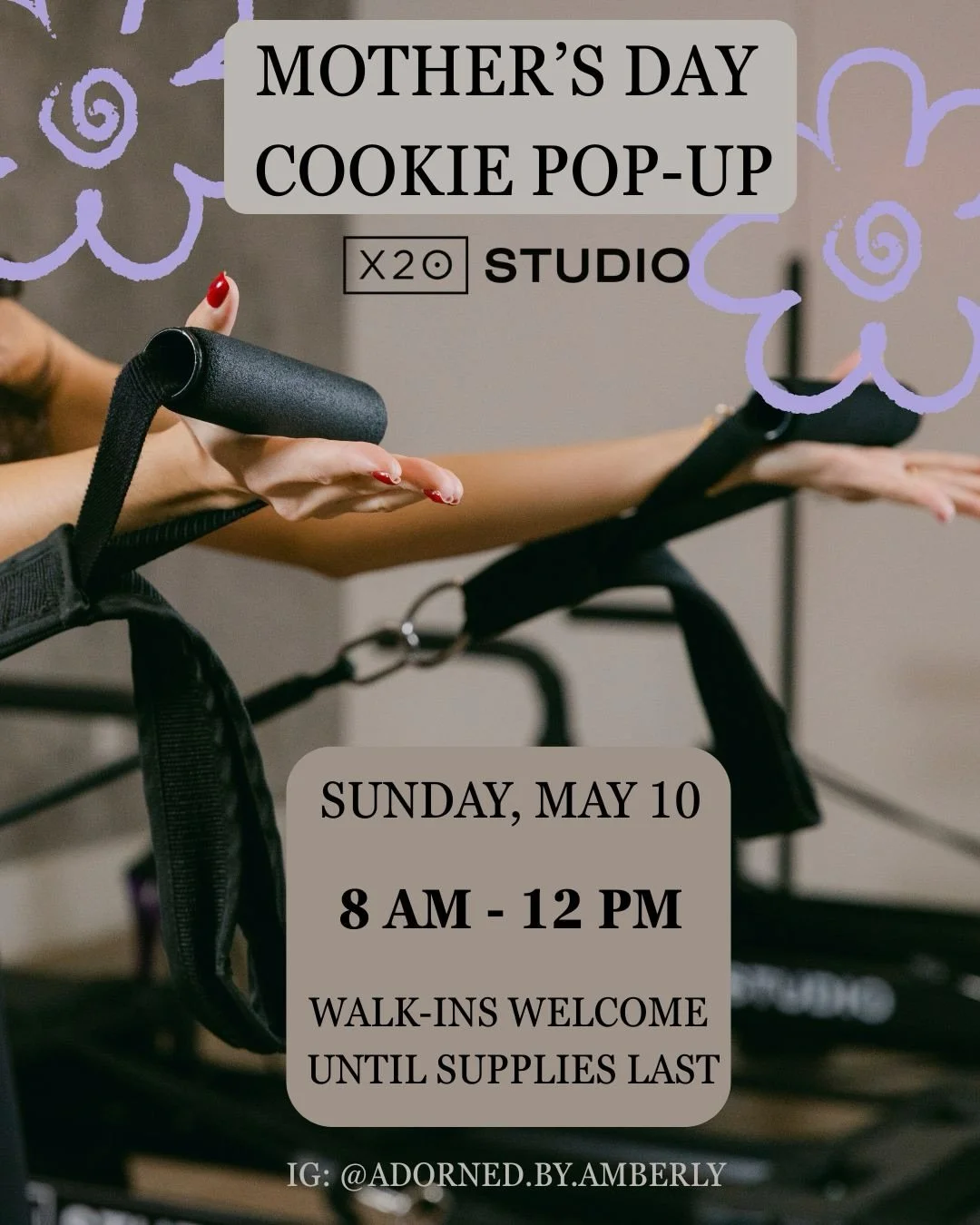 Serve the platter before your Mother&rsquo;s Day plans and serve your momma @adorned.by.amberly collection cookies after your workout 💐🩷🌸

For those who need extra love on Mother&rsquo;s Day, spots are still available to book. Seretonin and a swee