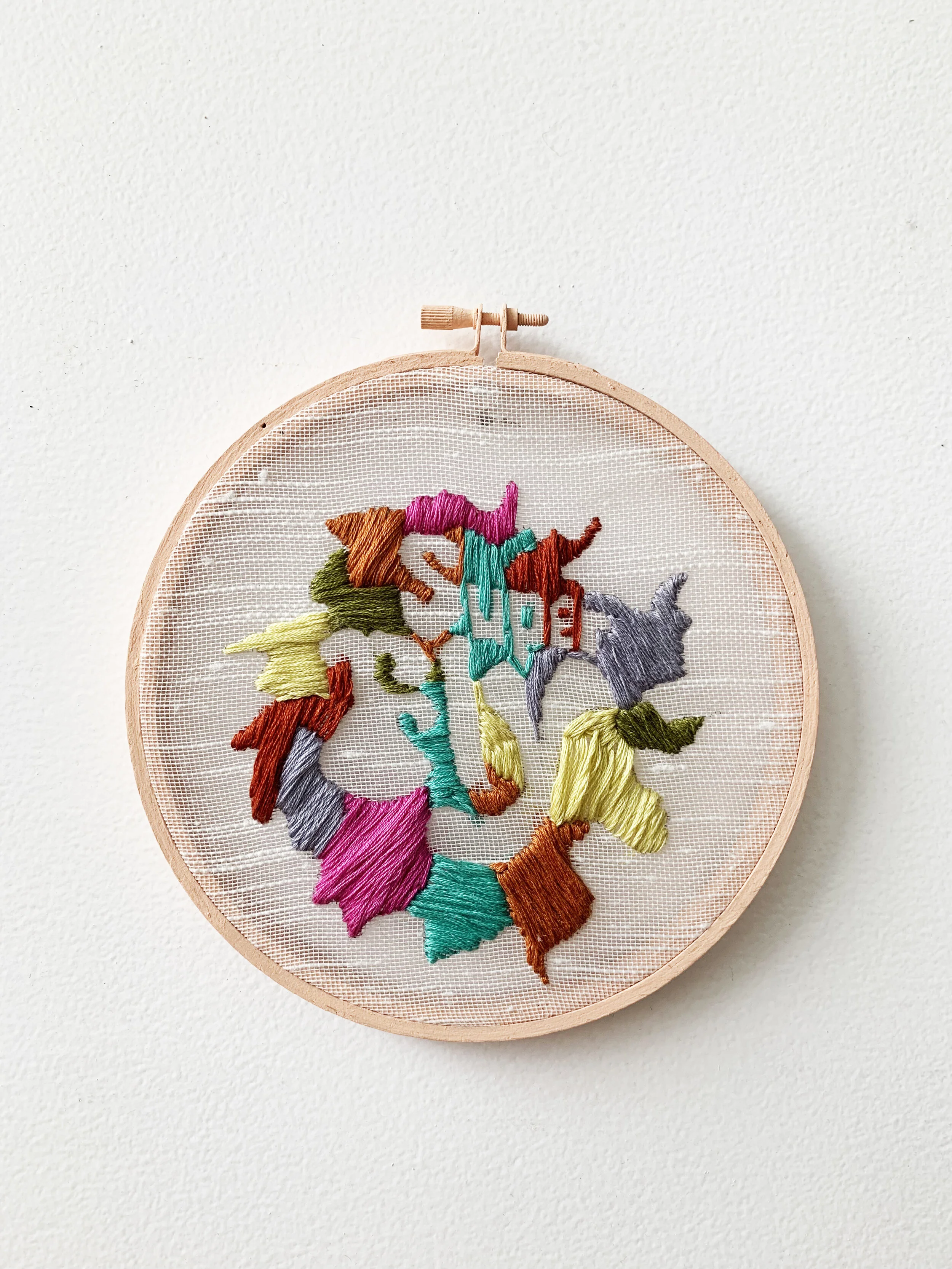 Super Fly Colorful Embroidery Wall Art