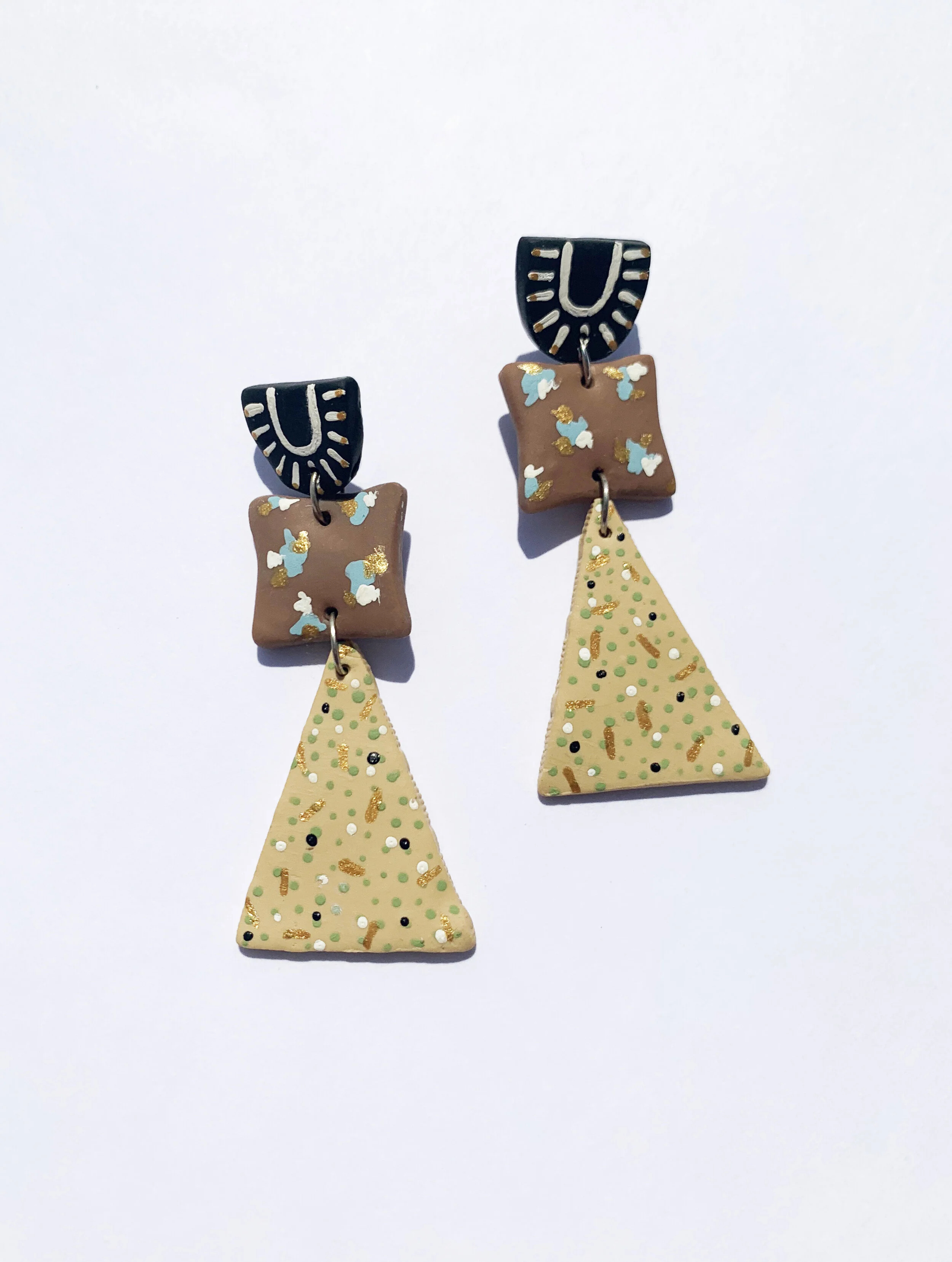 Painted Geometric Earrings